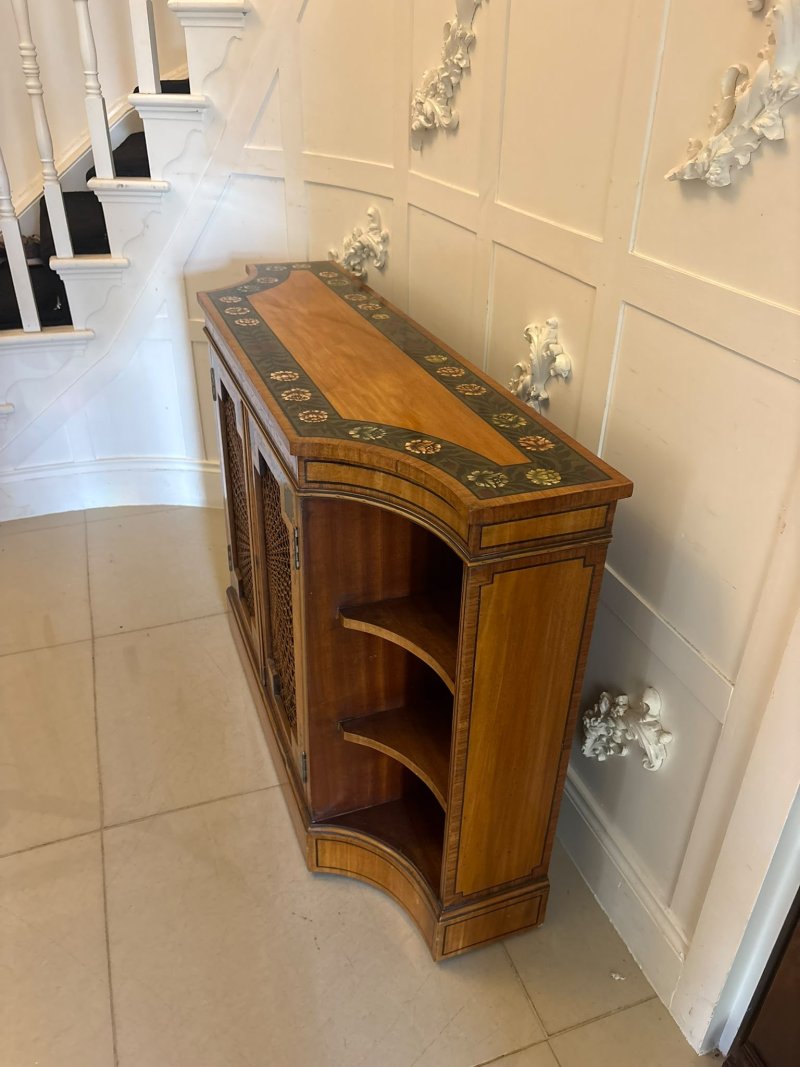Antique Sheraton Revival Painted Satinwood and Cane Side Cabinet - Image 5