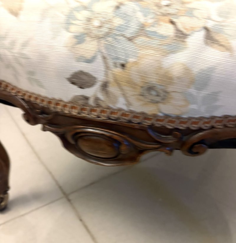 Antique Victorian Carved Walnut Upholstered Armchair - Image 10