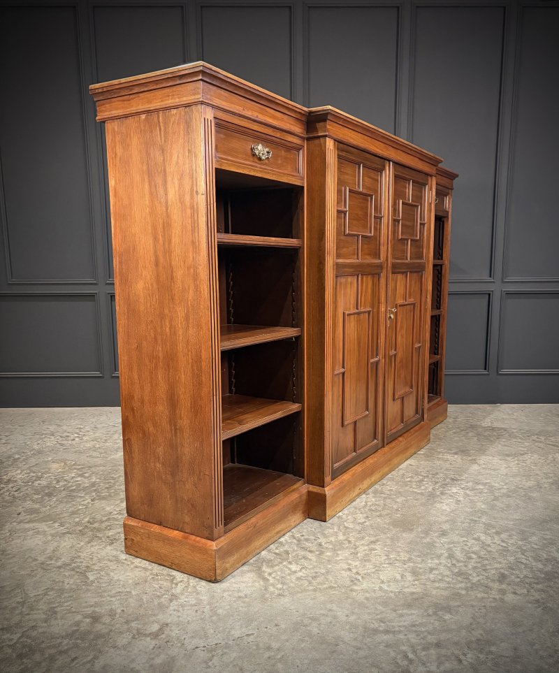 Large Breakfront Walnut Bookcase By Maple & Co. - Image 6