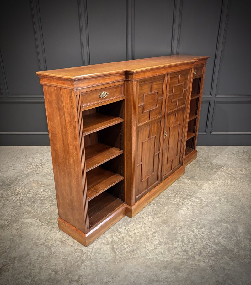 Large Breakfront Walnut Bookcase By Maple & Co. - Image 3