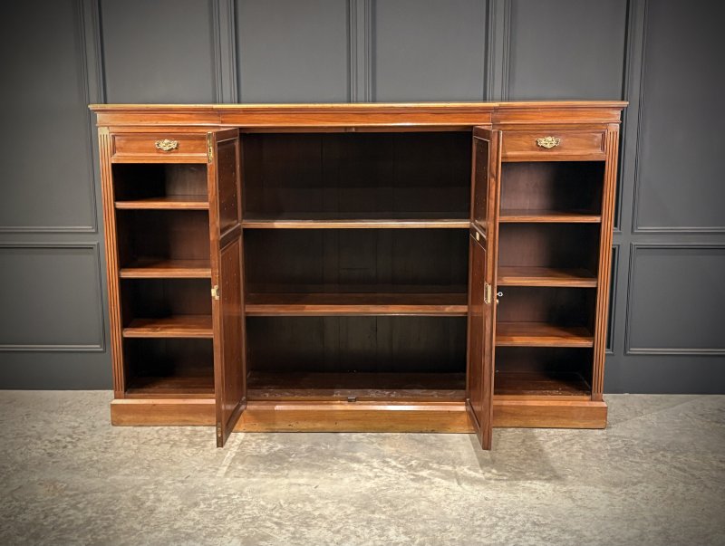 Large Breakfront Walnut Bookcase By Maple & Co. - Image 5