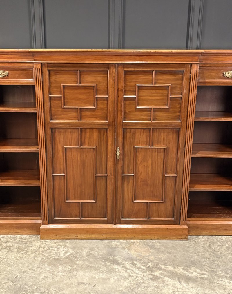 Large Breakfront Walnut Bookcase By Maple & Co. - Image 4