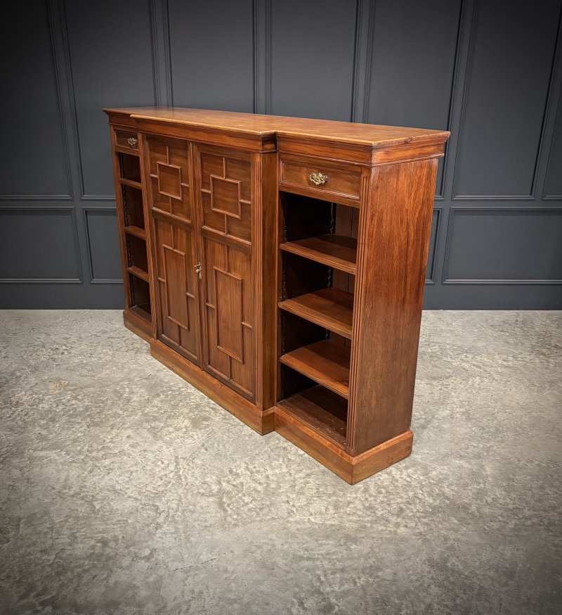 Large Breakfront Walnut Bookcase By Maple & Co. - Image 7