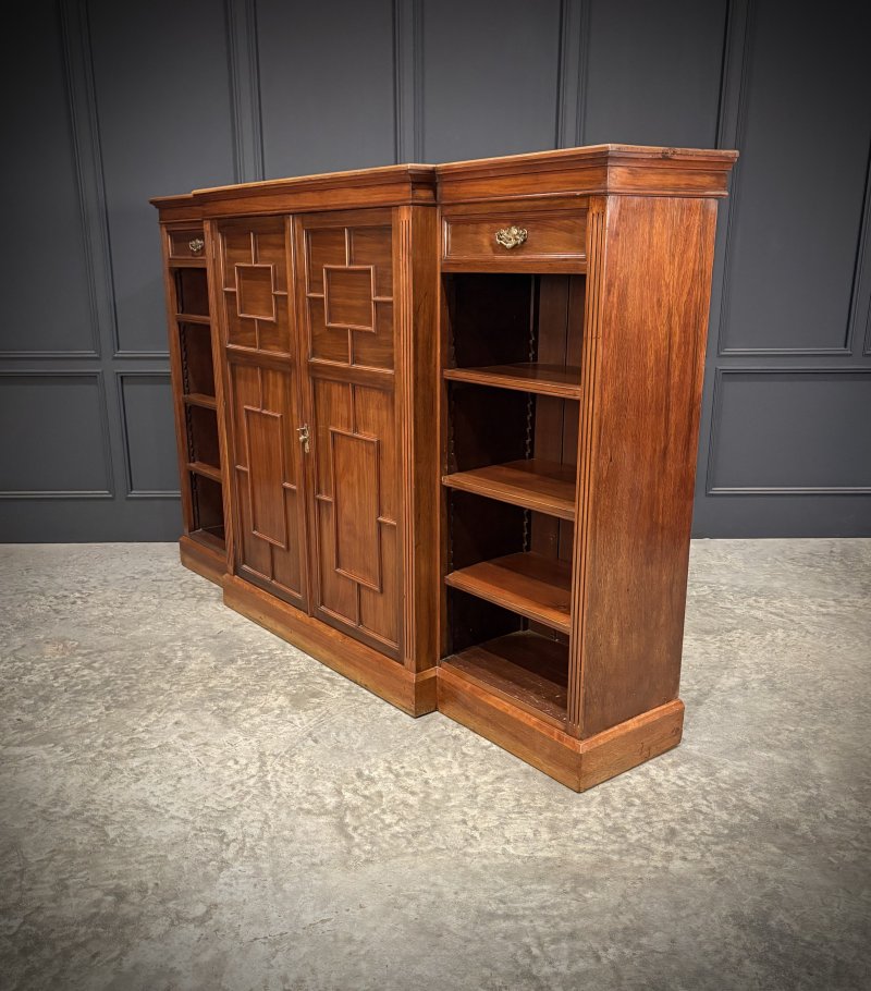 Large Breakfront Walnut Bookcase By Maple & Co. - Image 11