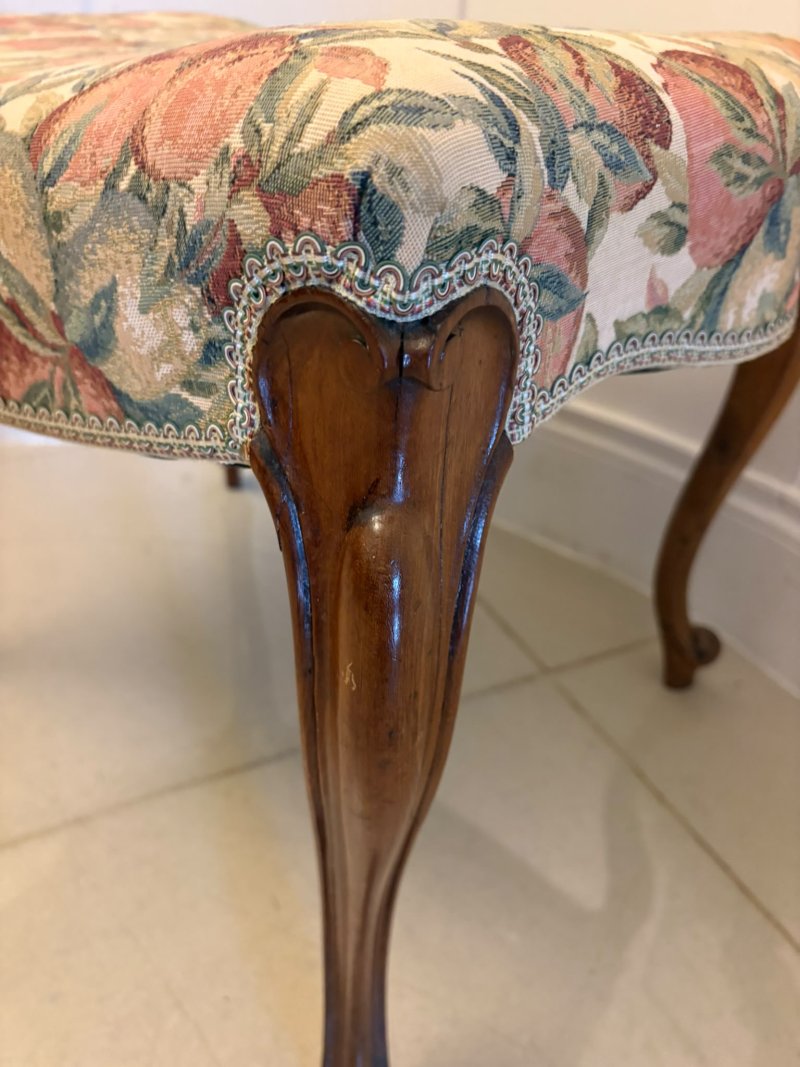 Antique Victorian Walnut Upholstered Stool - Image 10