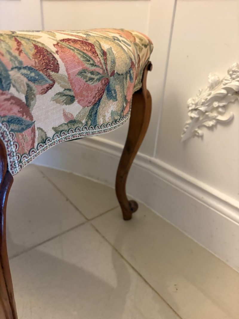 Antique Victorian Walnut Upholstered Stool - Image 7