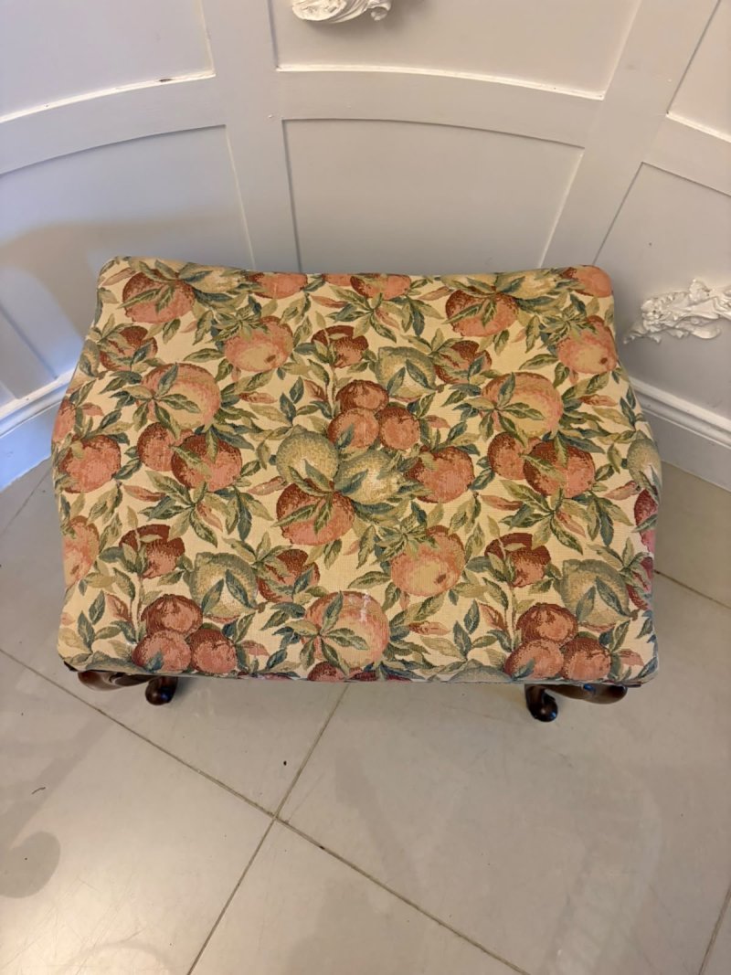 Antique Victorian Walnut Upholstered Stool - Image 6