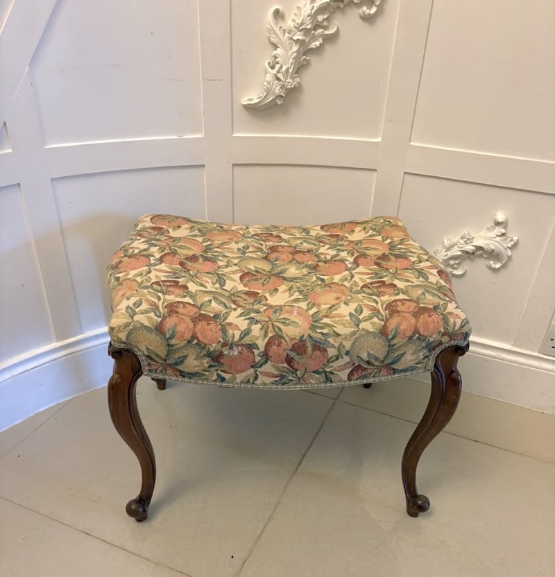 Antique Victorian Walnut Upholstered Stool - Image 4