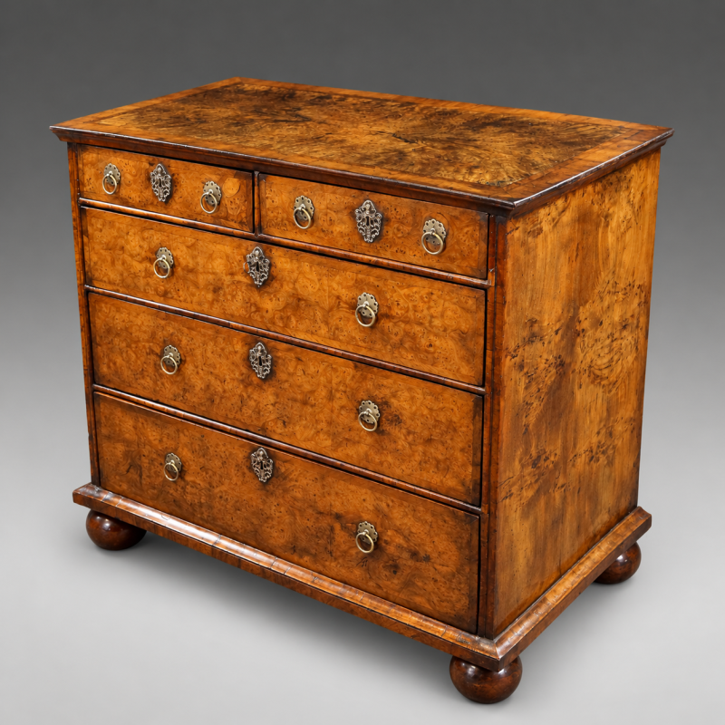 A Queen Anne Burr walnut chest