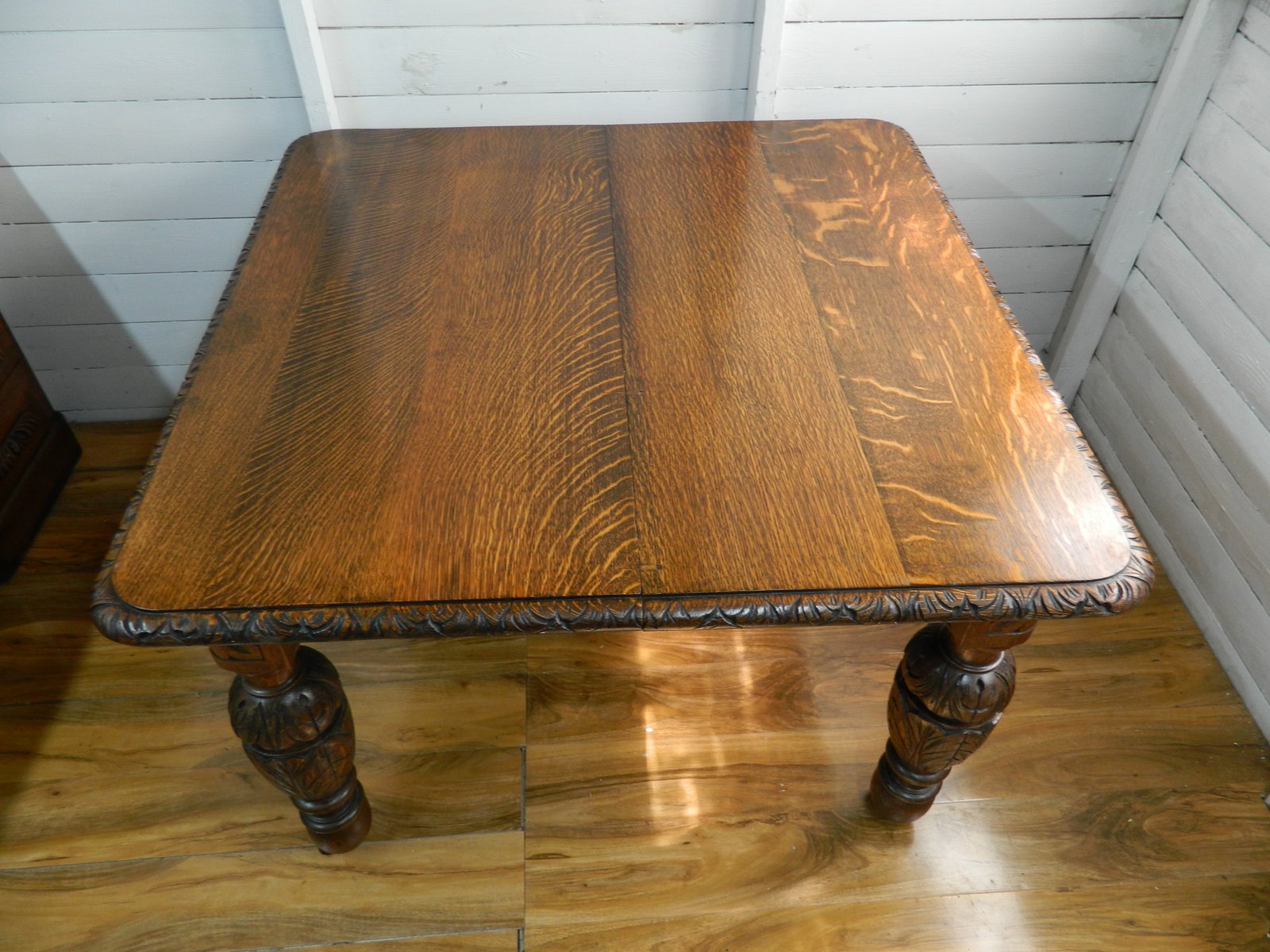 Victorian Heavily Carved Extending Solid Oak Table