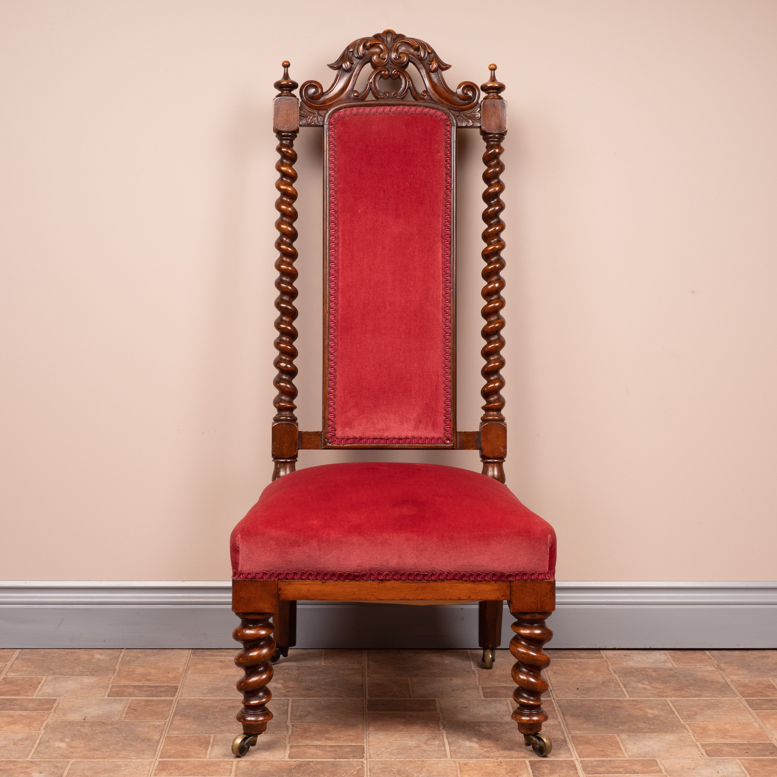 19thC Walnut Barley Twist Prie Dieu Chair