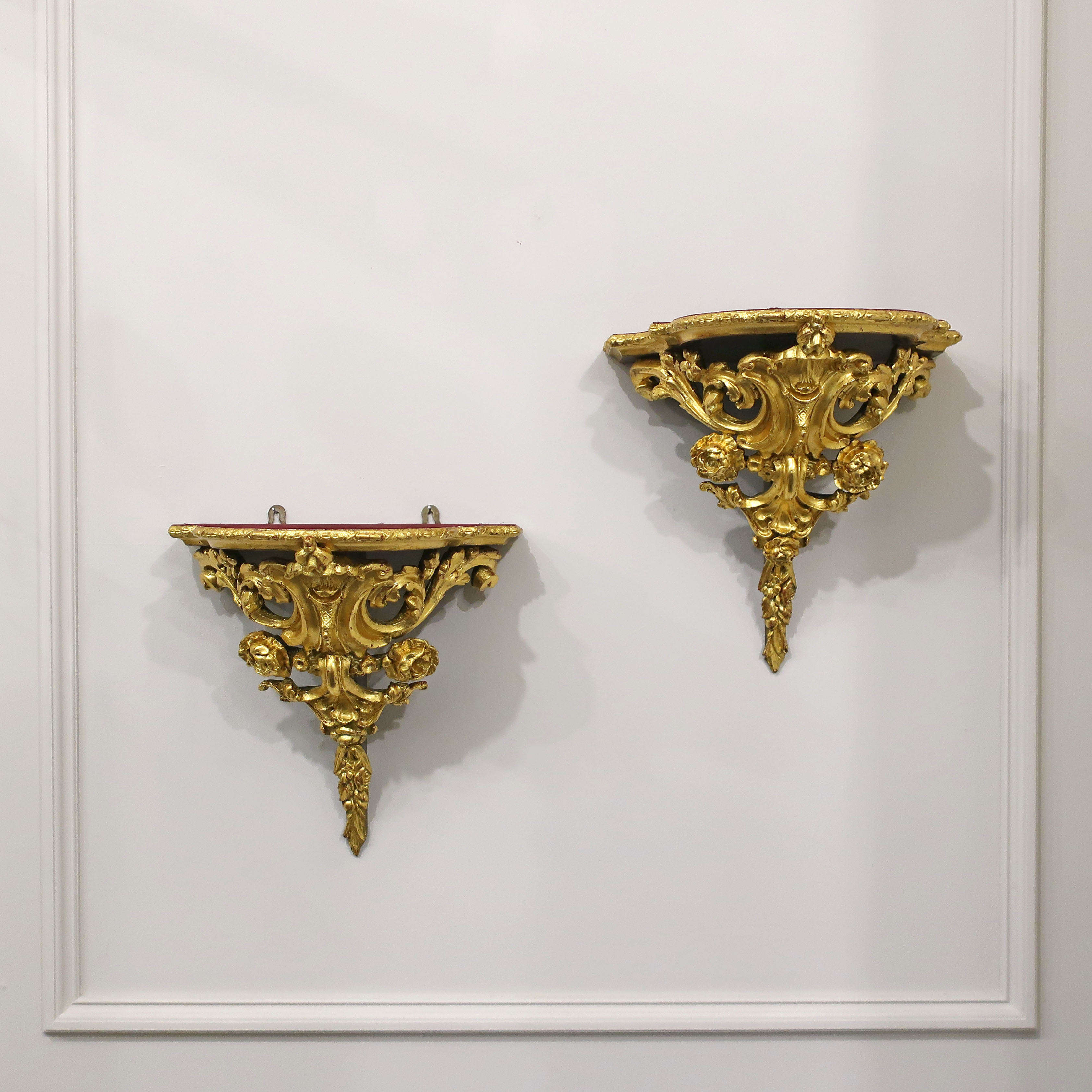 Pair of Victorian Rococo Style Gilt Wall Brackets