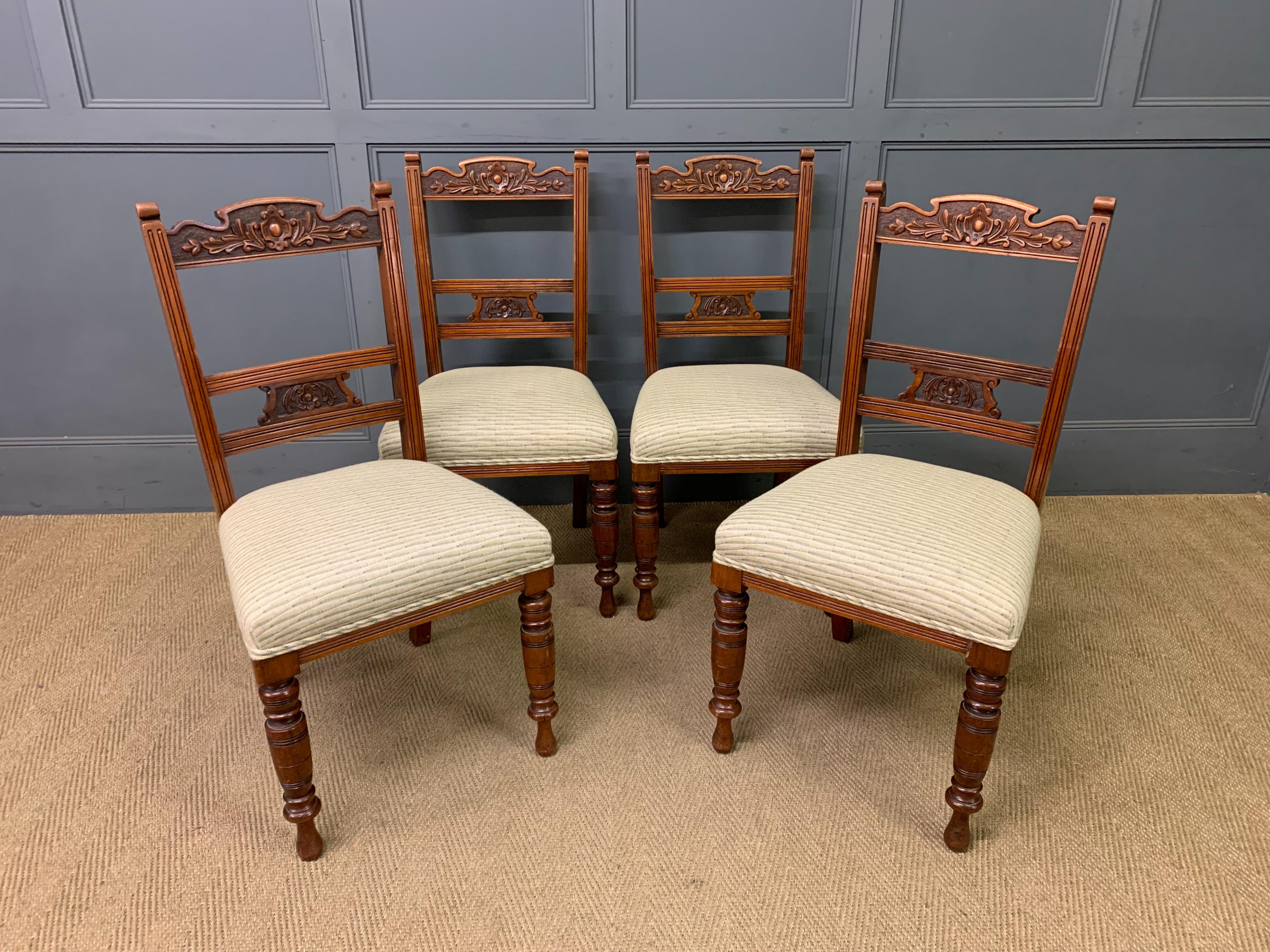 Set of 4 Victorian Walnut Chairs