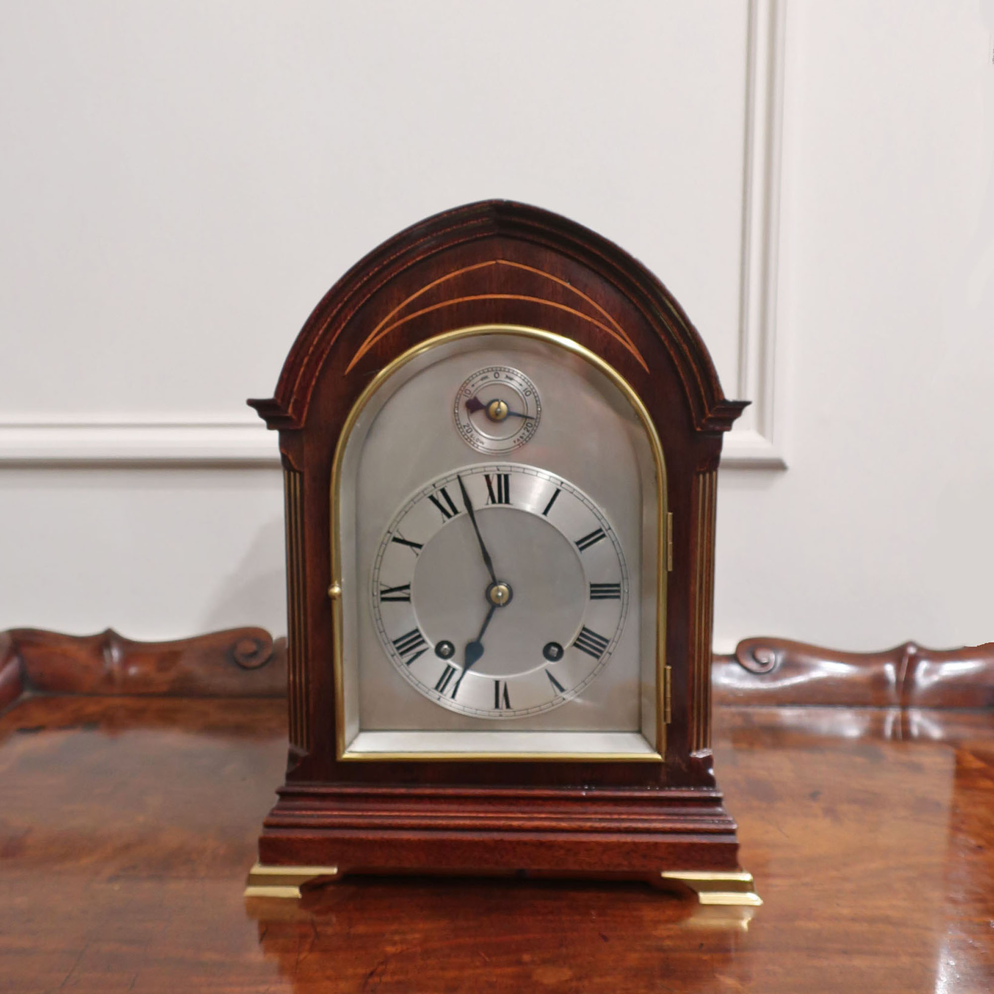 German Mahogany Mantel Clock by W&H
