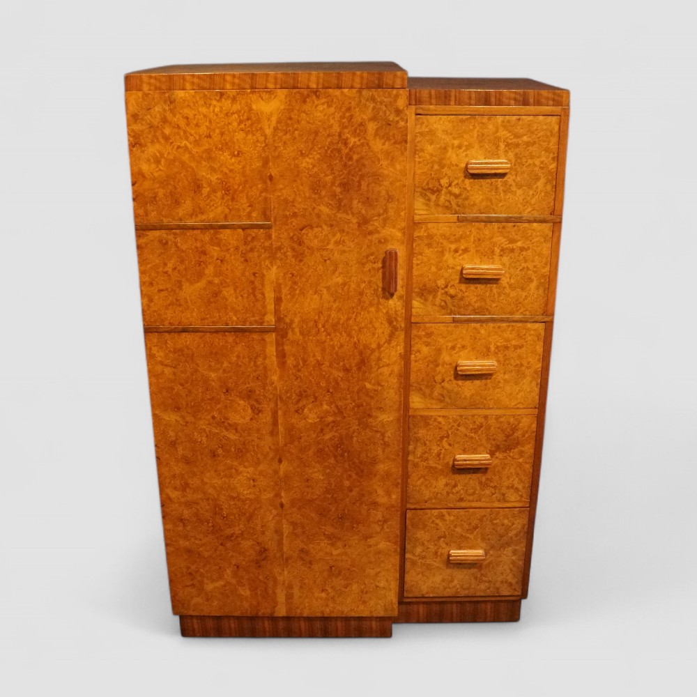 Art Deco walnut gentlemans wardrobe