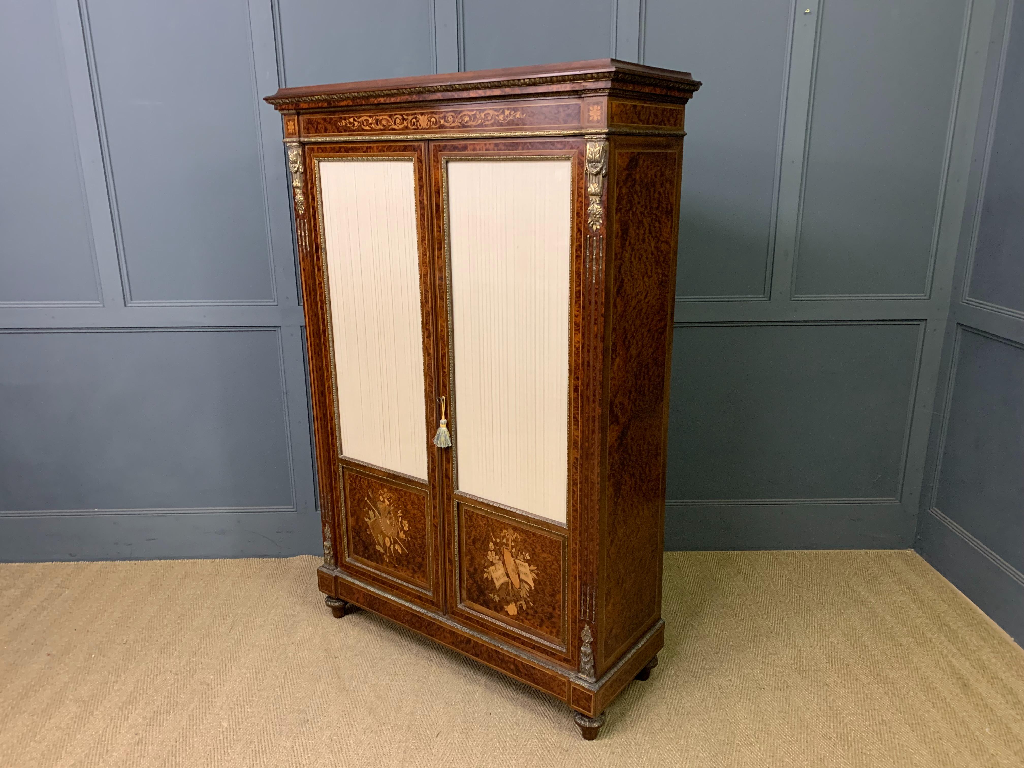 Inlaid Mahogany and Amboyna 19th Century French Bookcase