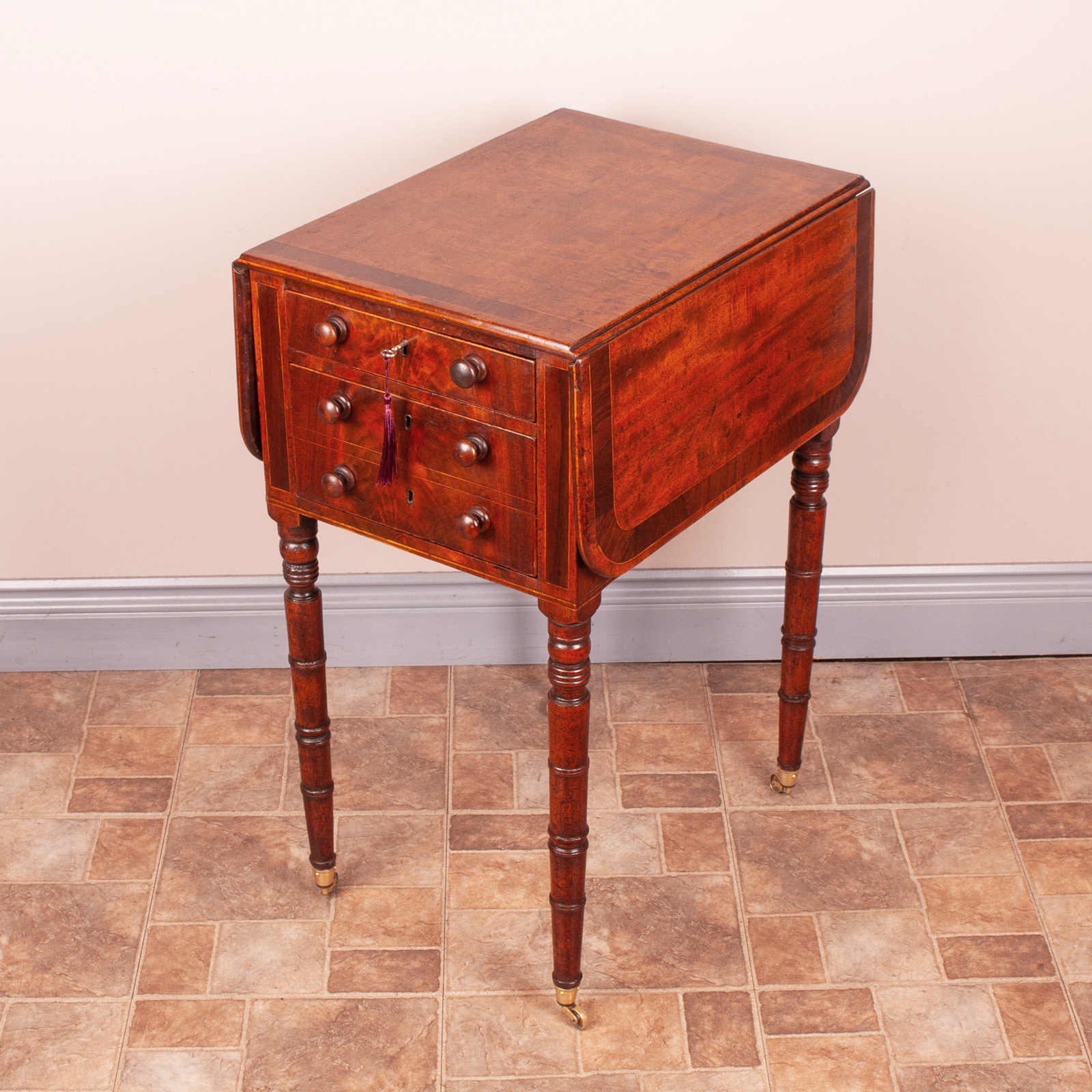 Good Quality Regency Inlaid Mahogany Pembroke Work Table