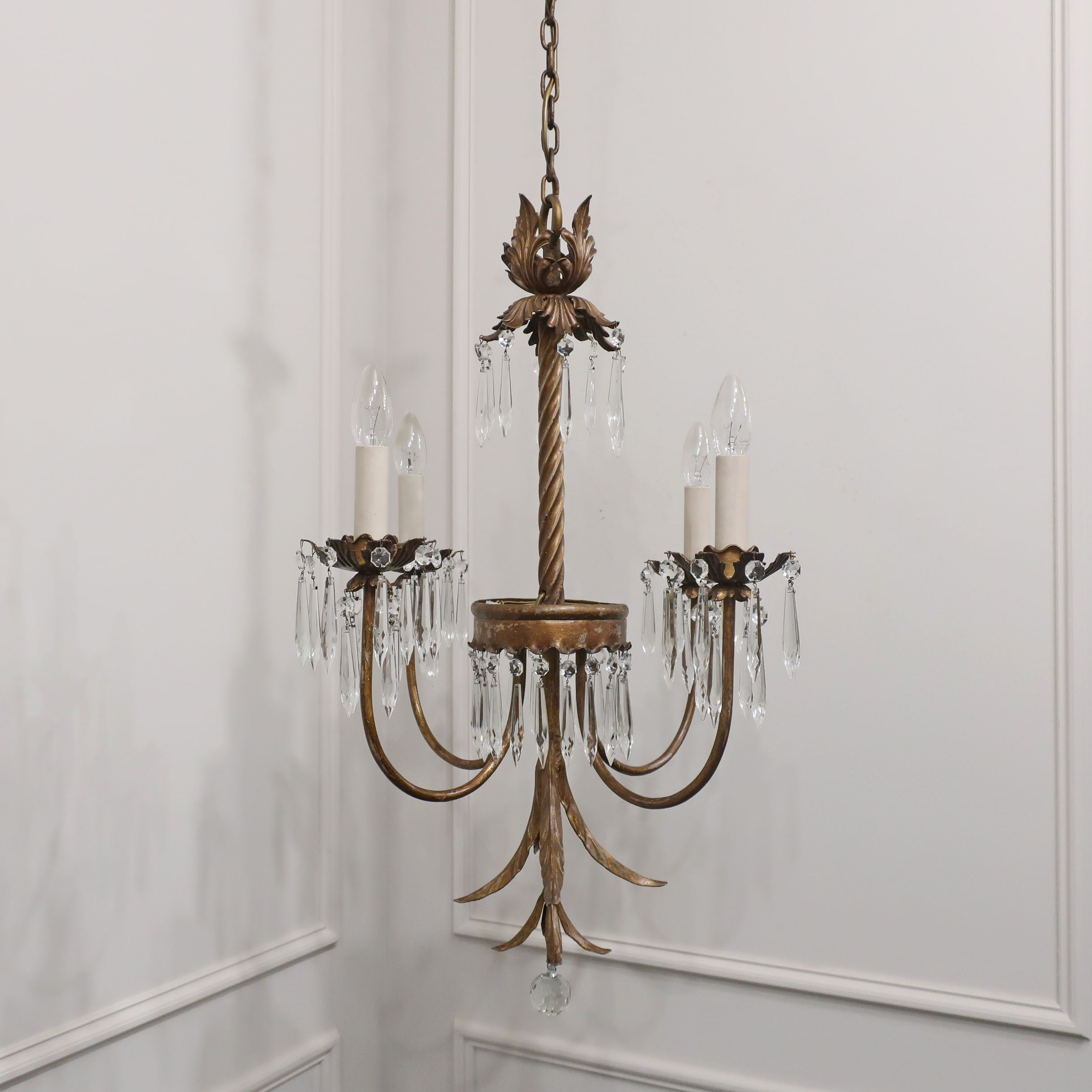 French Gilt Toleware Chandelier