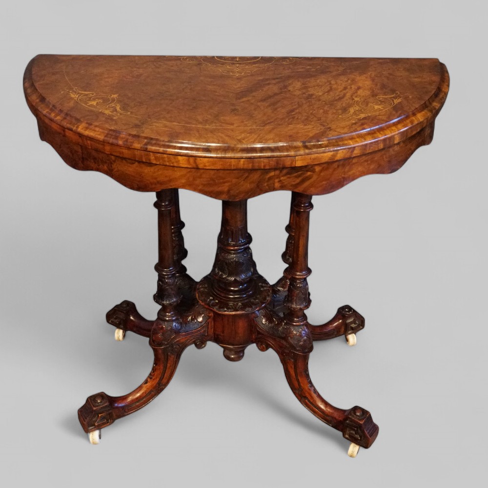 Victorian inlaid walnut card table