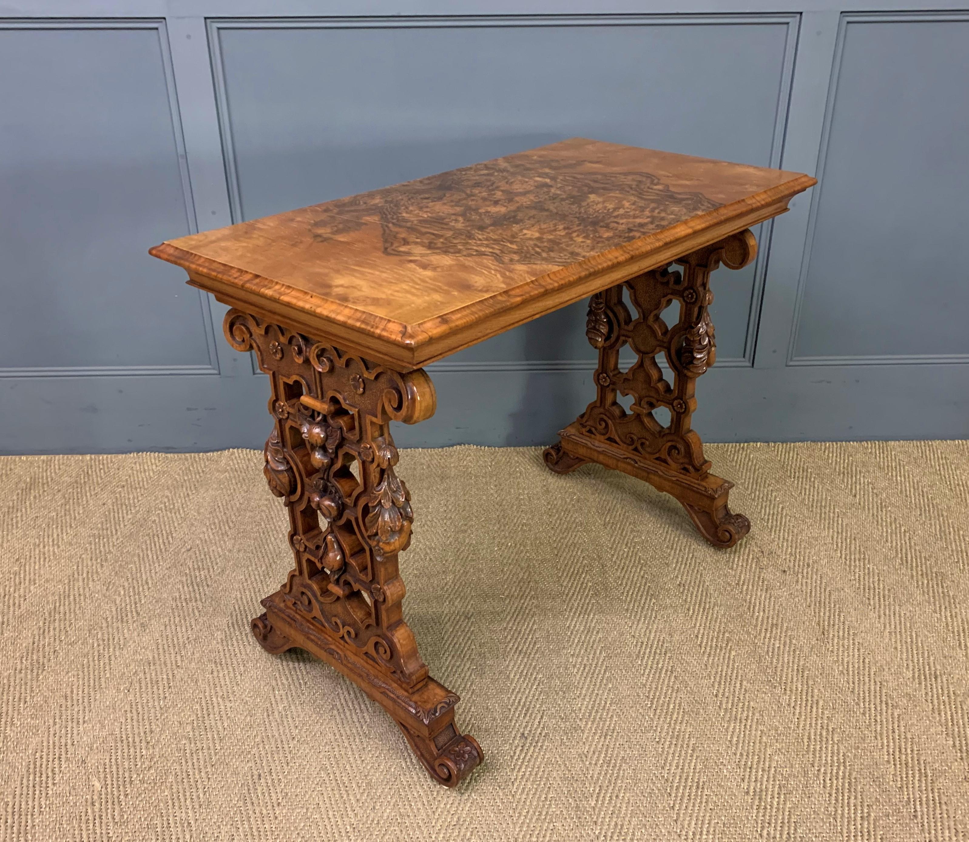 Victorian Burr Walnut Lamp Table