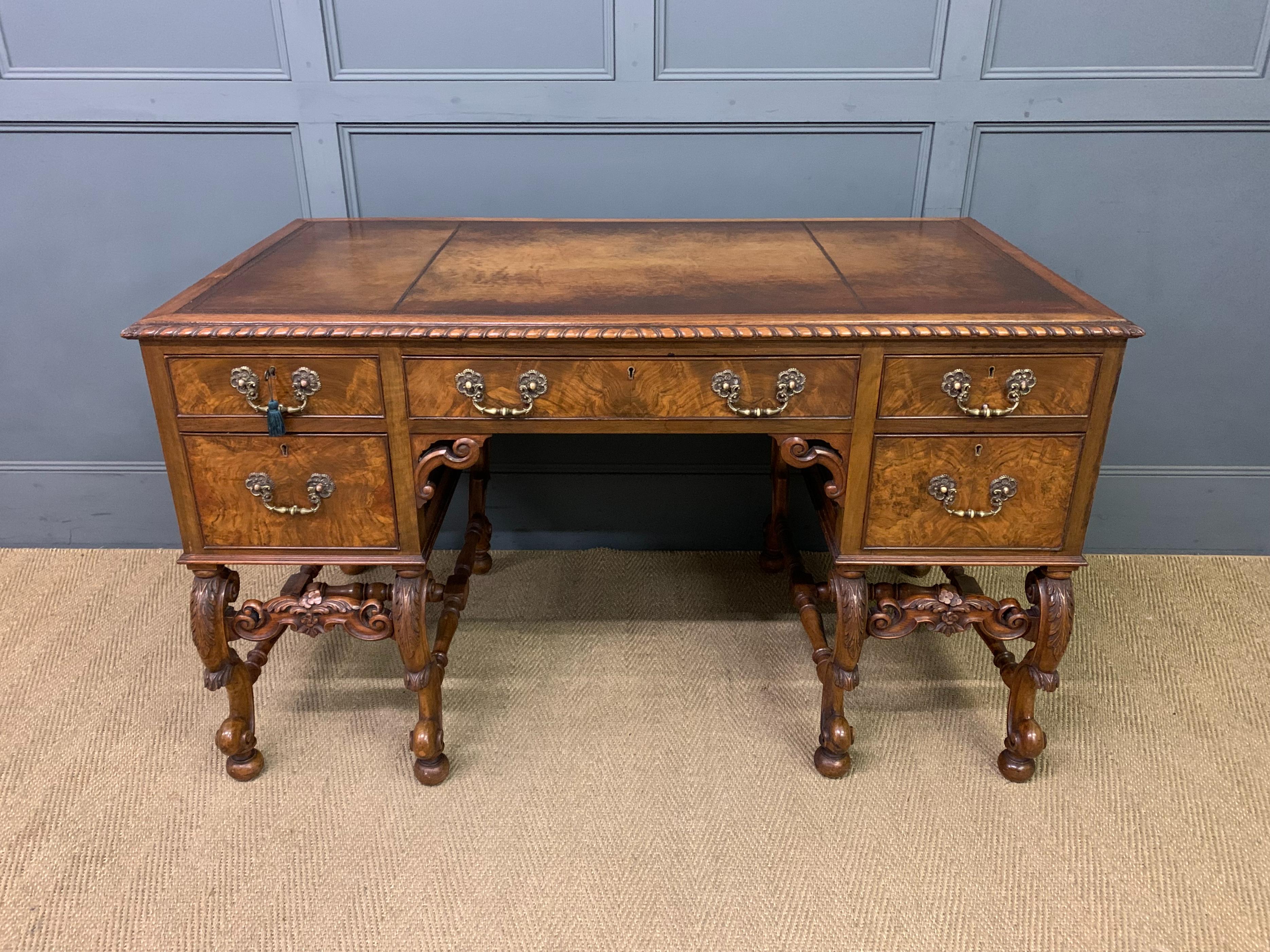 Burr Walnut Queen Anne Style Writing Desk