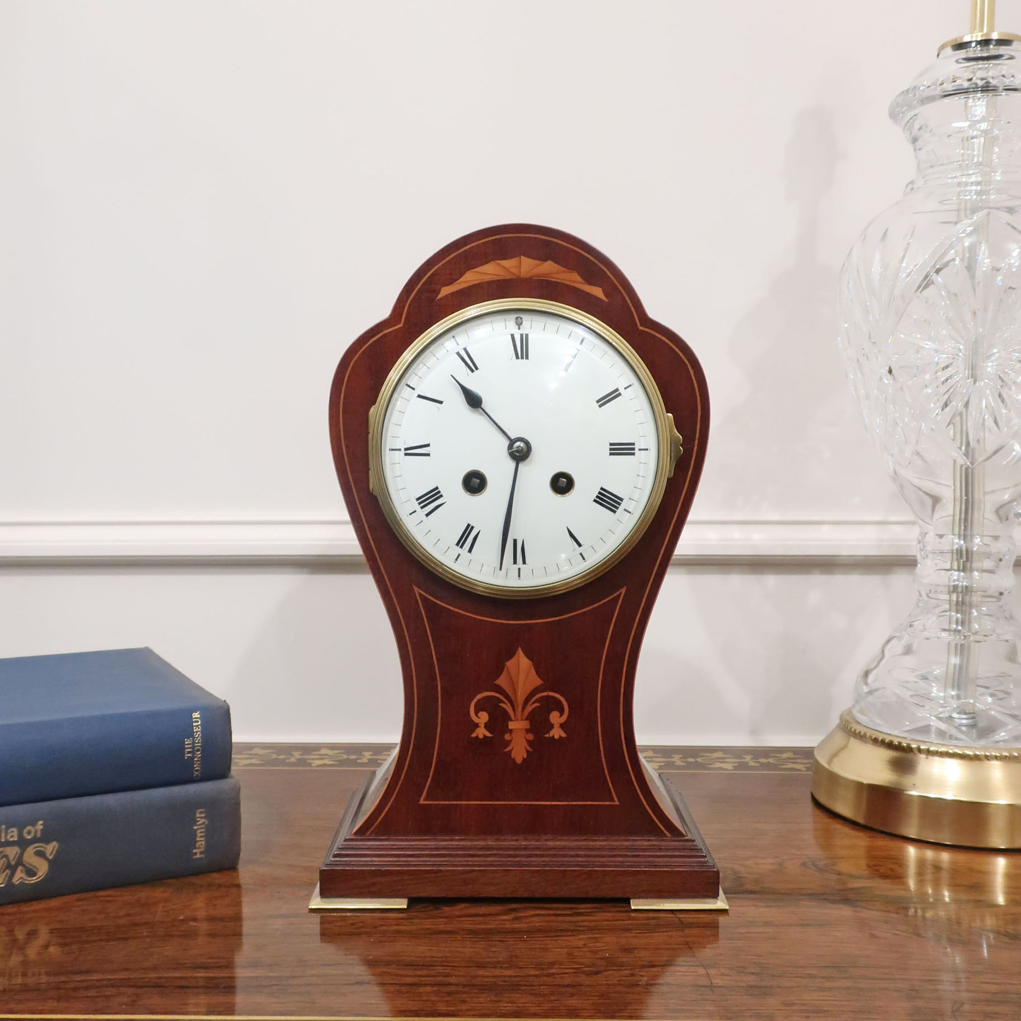 French Art Nouveau Mahogany Mantel Clock