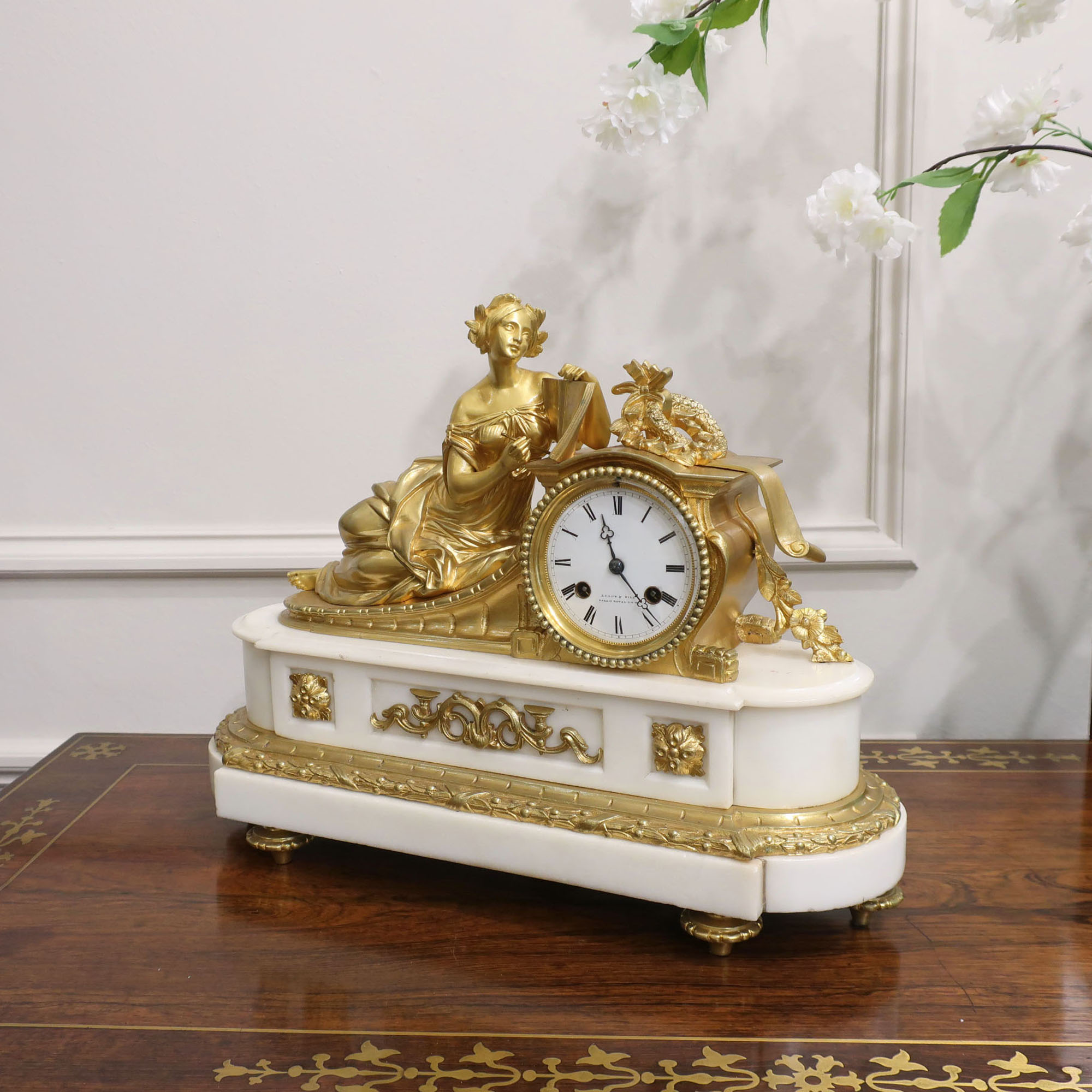 French Gilt Bronze Mantel Clock by Leroy & Fils