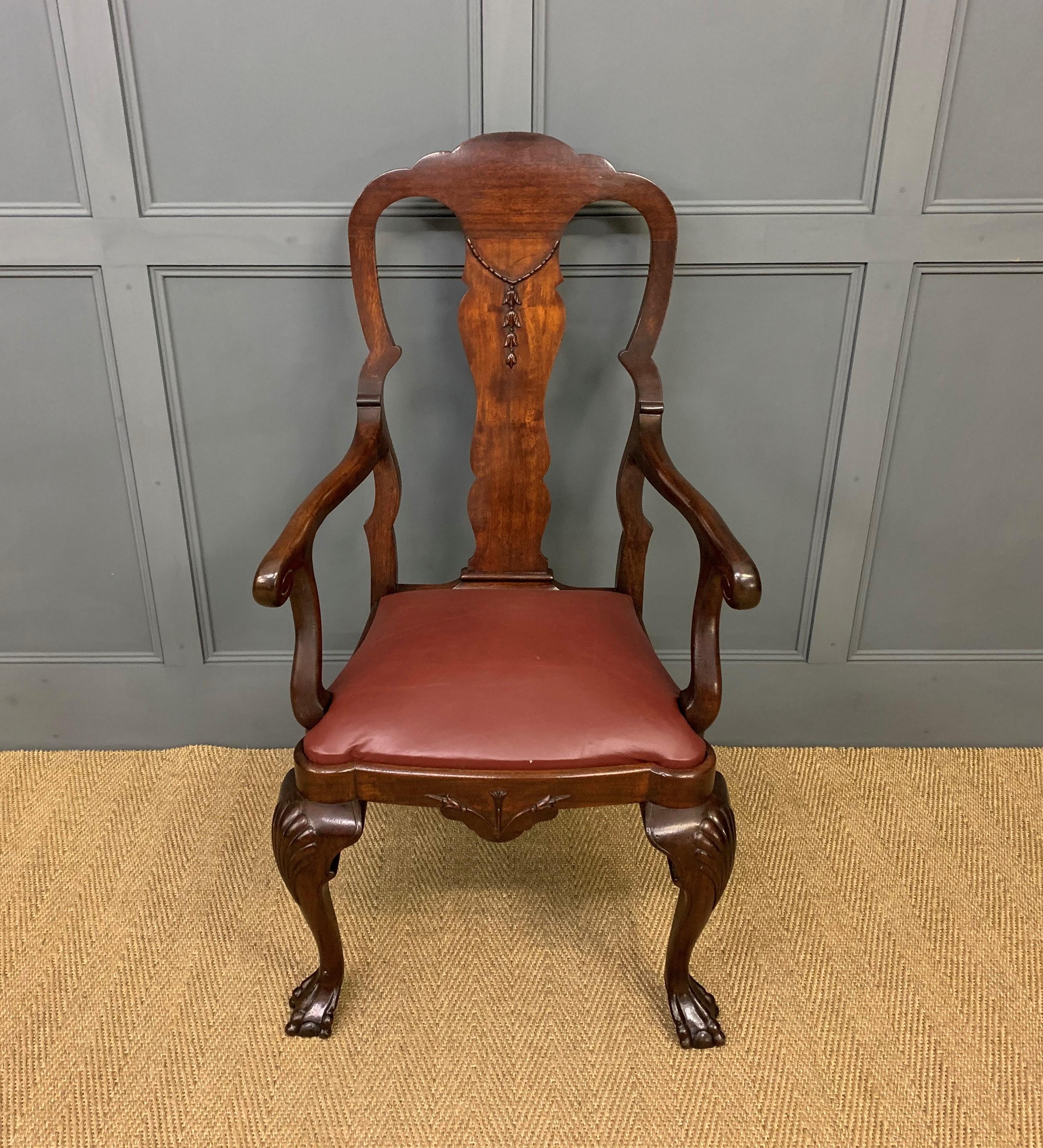 Walnut High Back Armchair