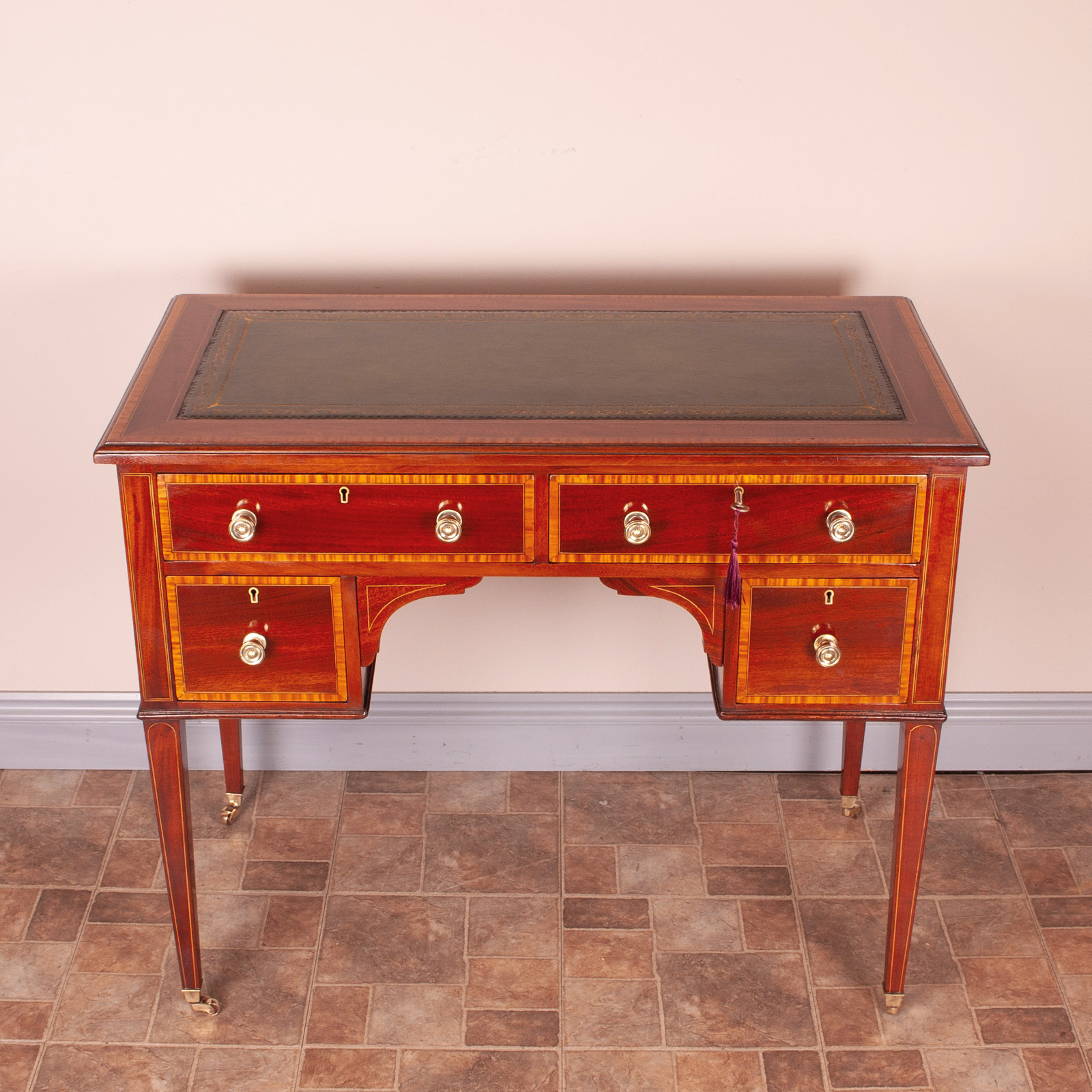 Good Quality Edwardian Inlaid Mahogany Writing Table Desk