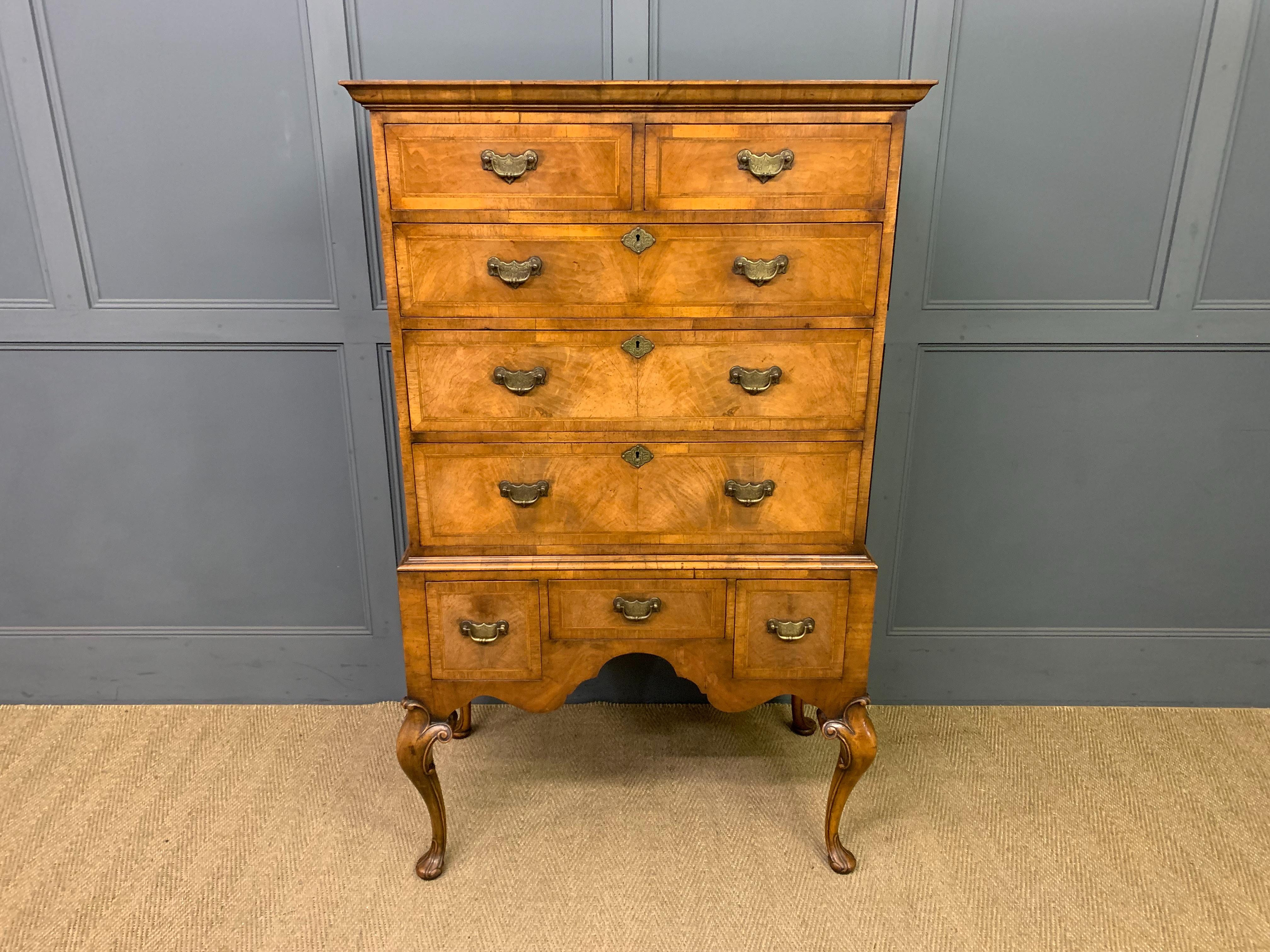 Burr Walnut Chest on Stand or Tallboy