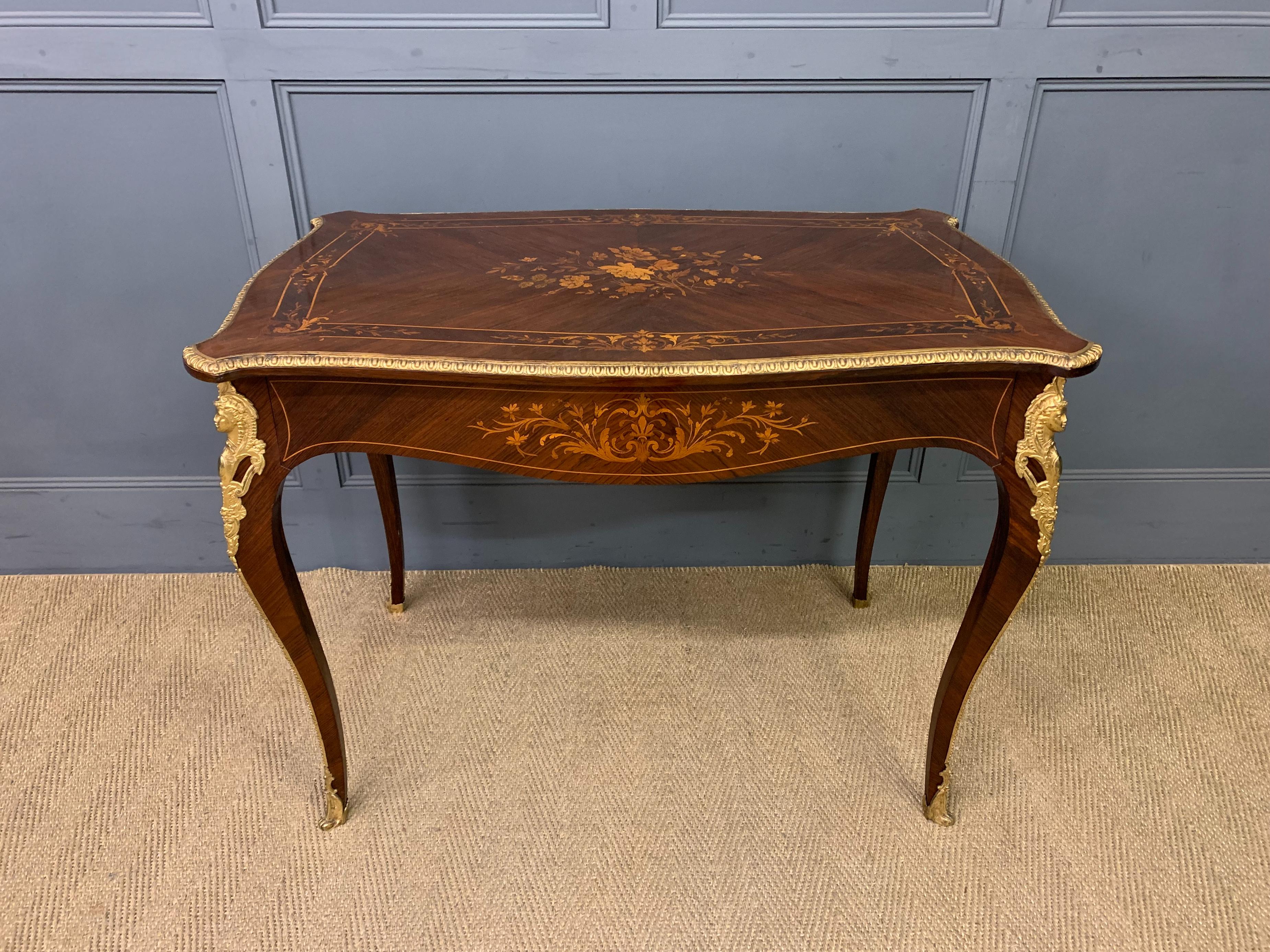 Inlaid Rosewood Floral Marquetry Table
