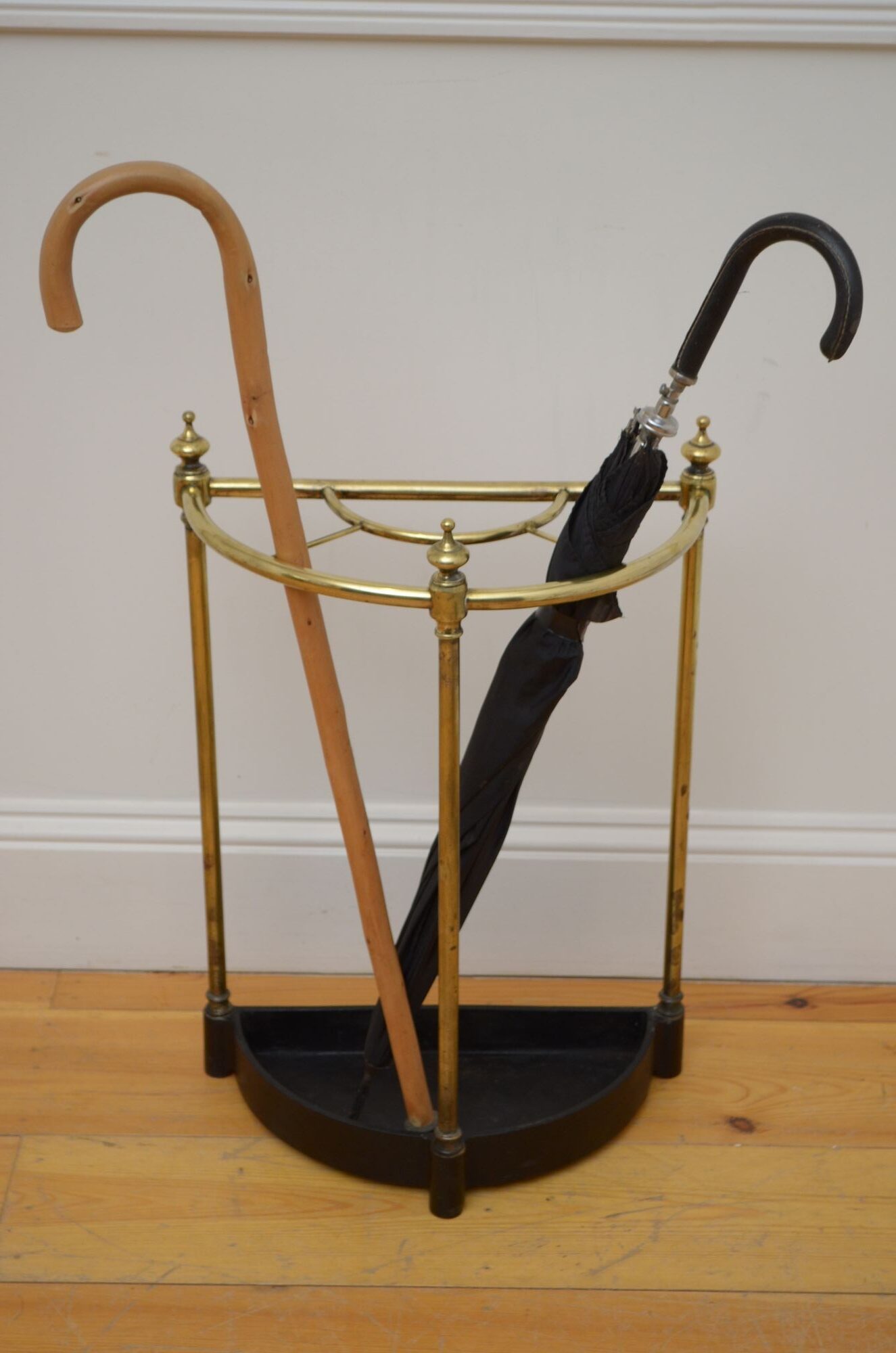 English Victorian Demi Lune Umbrella Stand