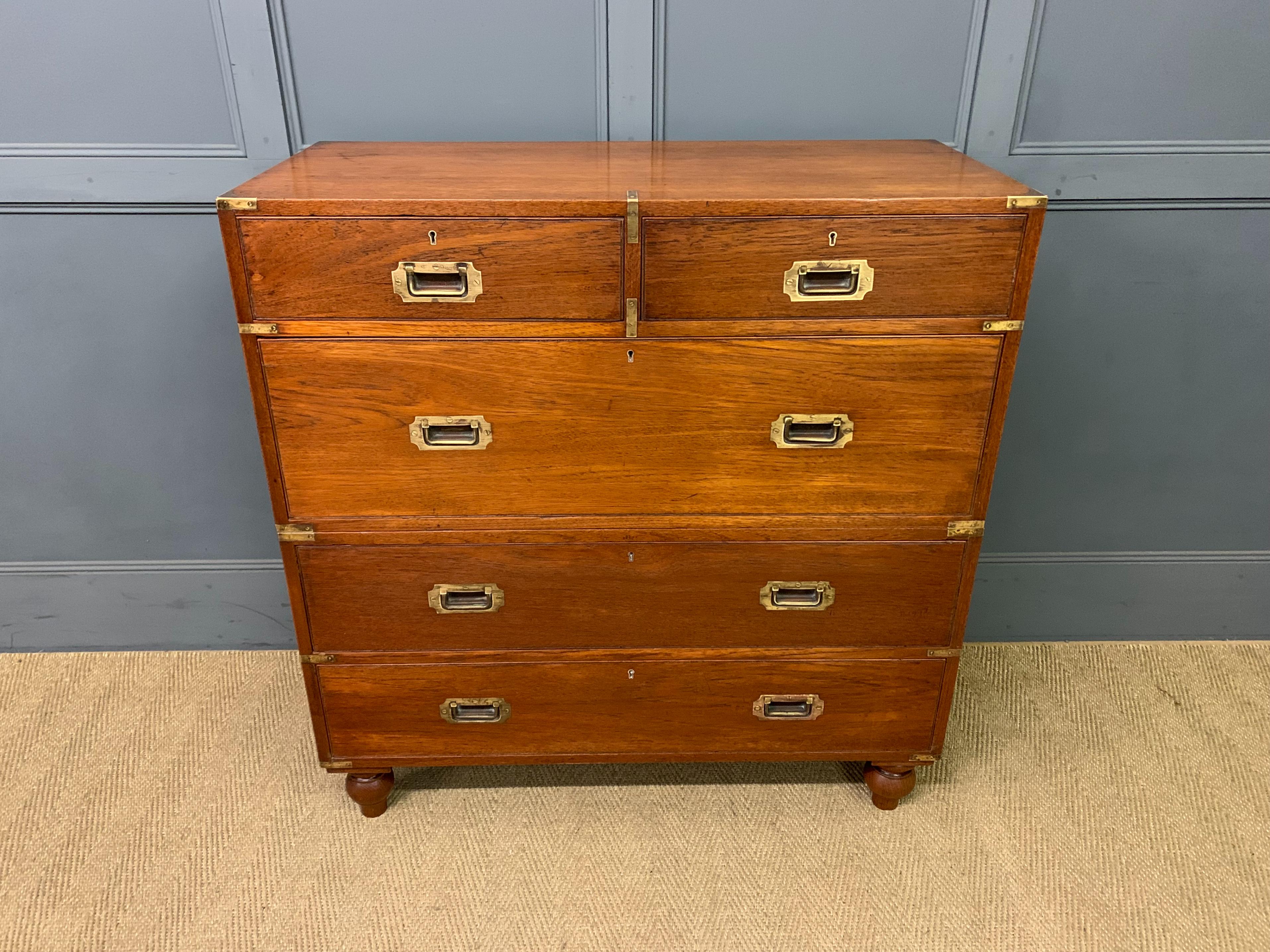 Victorian Teak Military Chest by Army and Navy