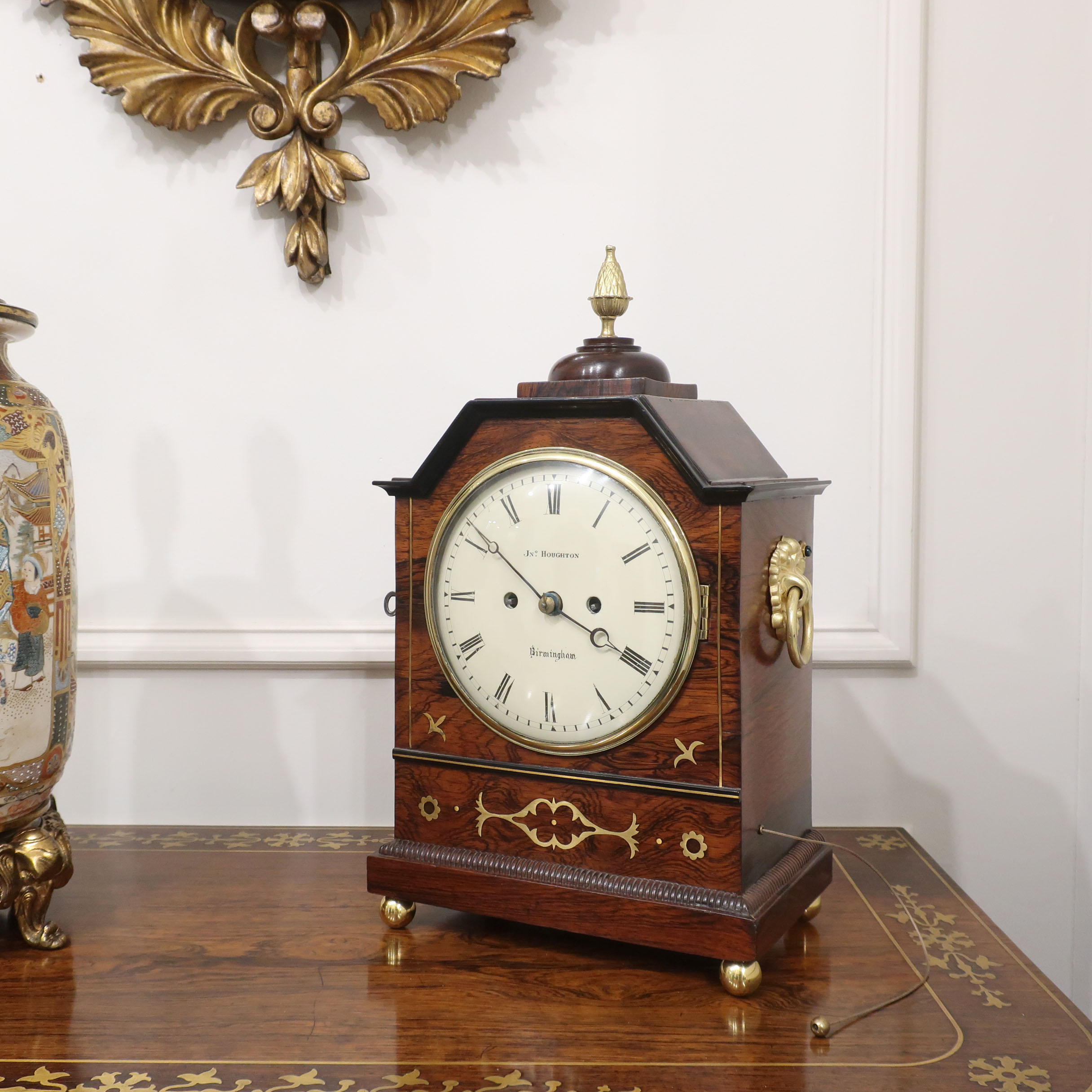 Georgian Rosewood Bracket Clock by Houghton of Birmingham