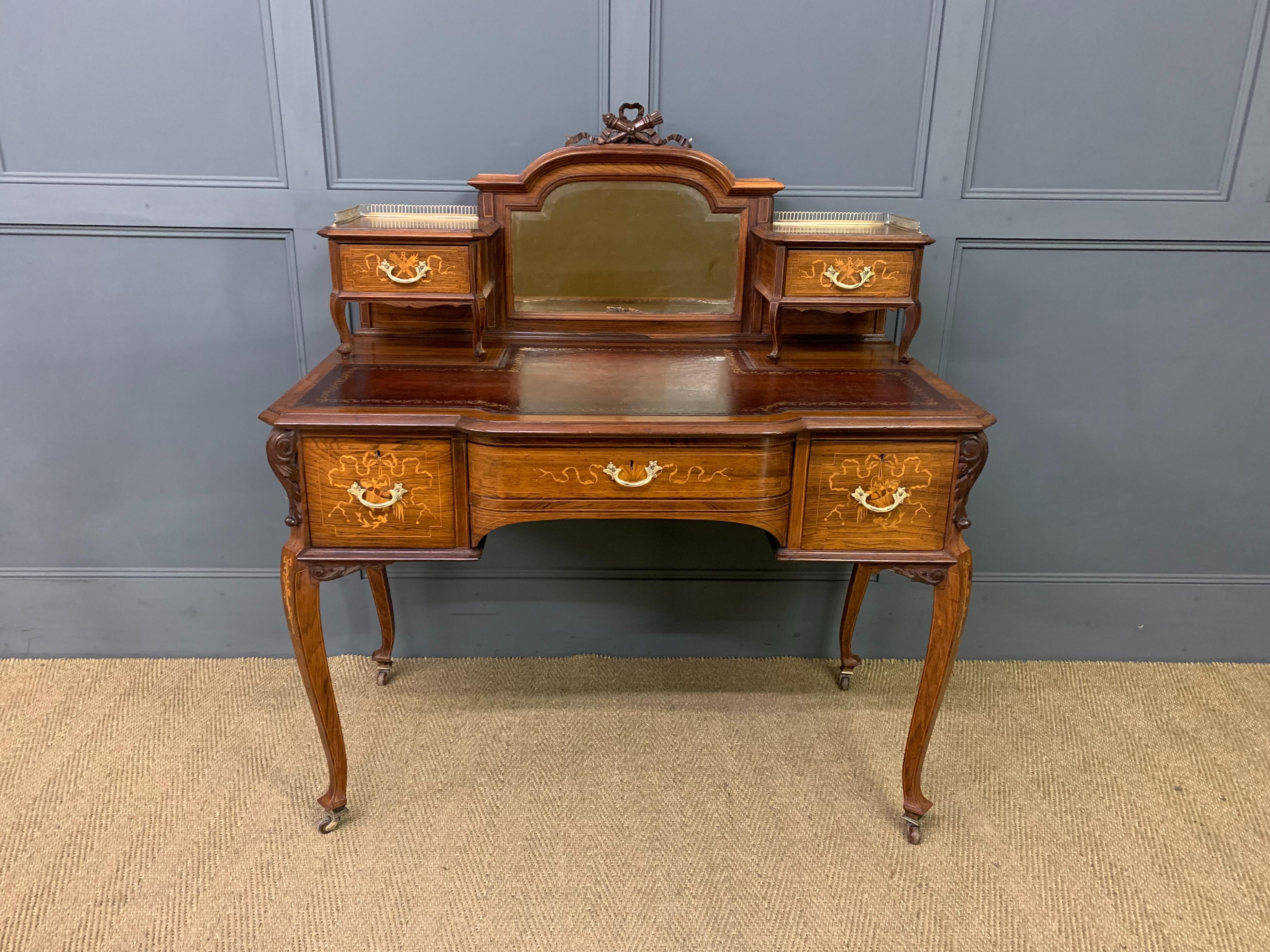 Victorian Inlaid Writing Desk by Jas Shoolbred