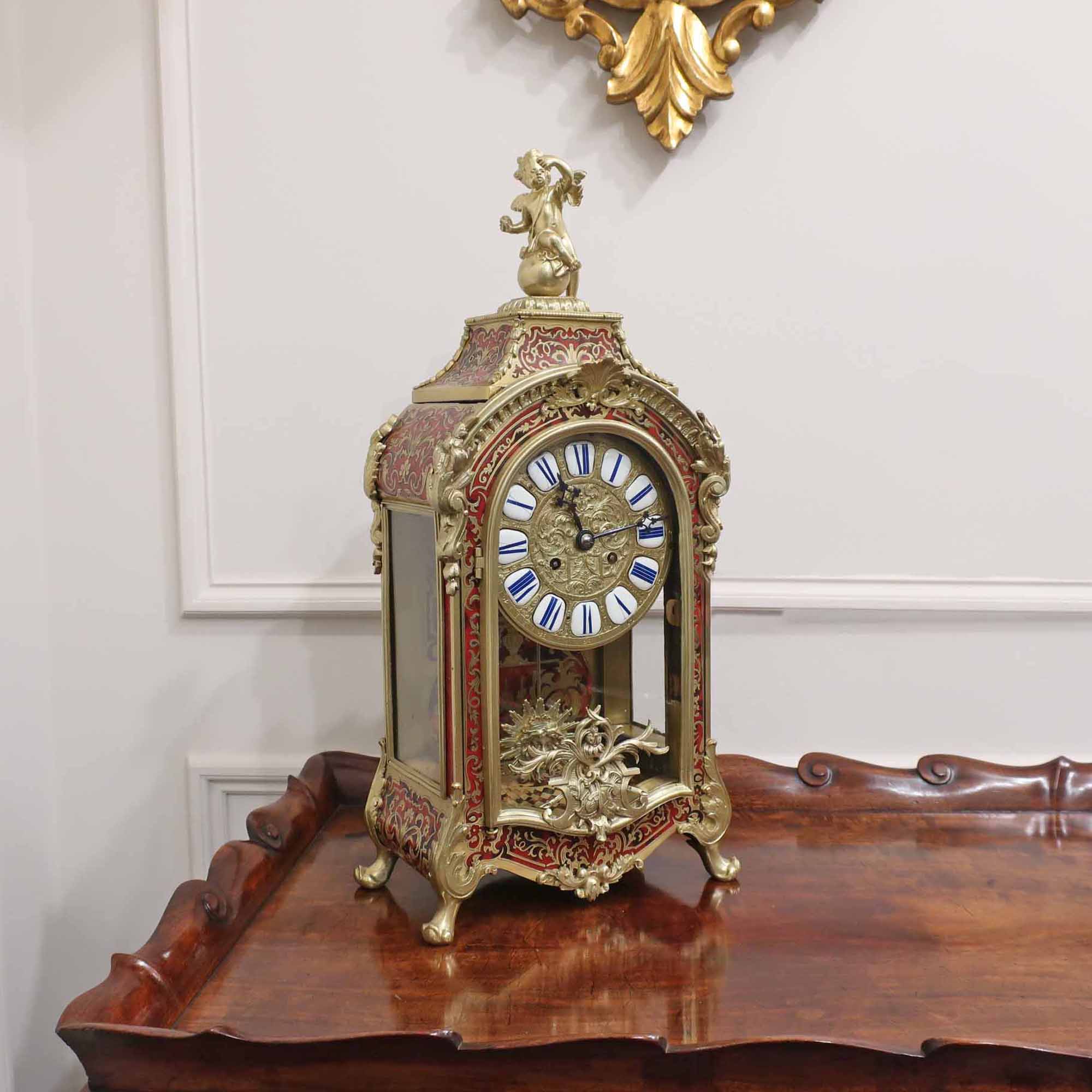 French Louis XIV Style Boulle Mantel Clock
