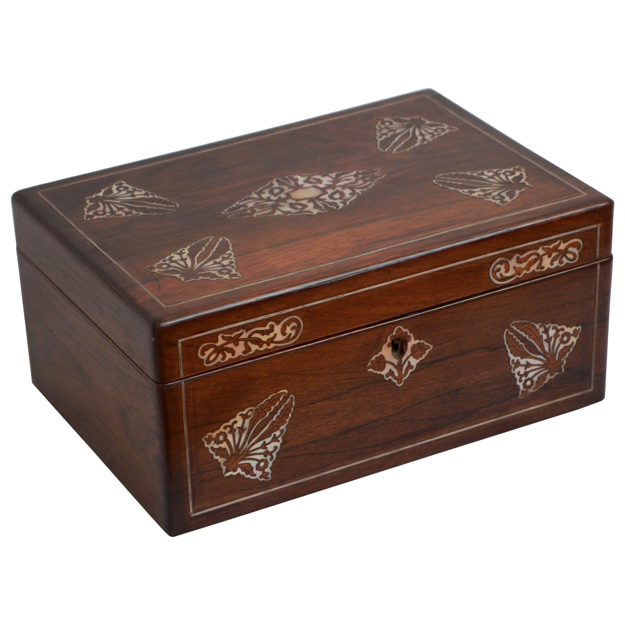 Elegant Early Victorian Jewellery Box with Tray