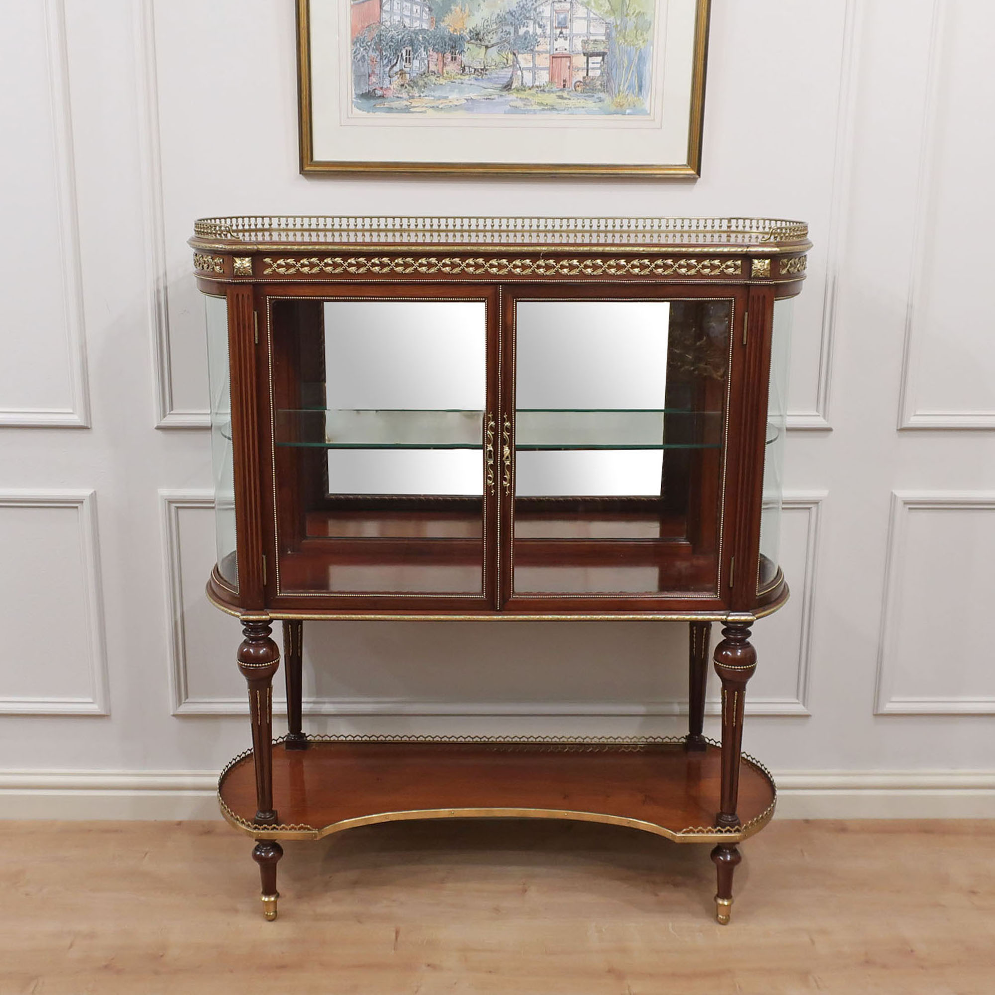 French Style American Mahogany Bow Ended Display Cabinet