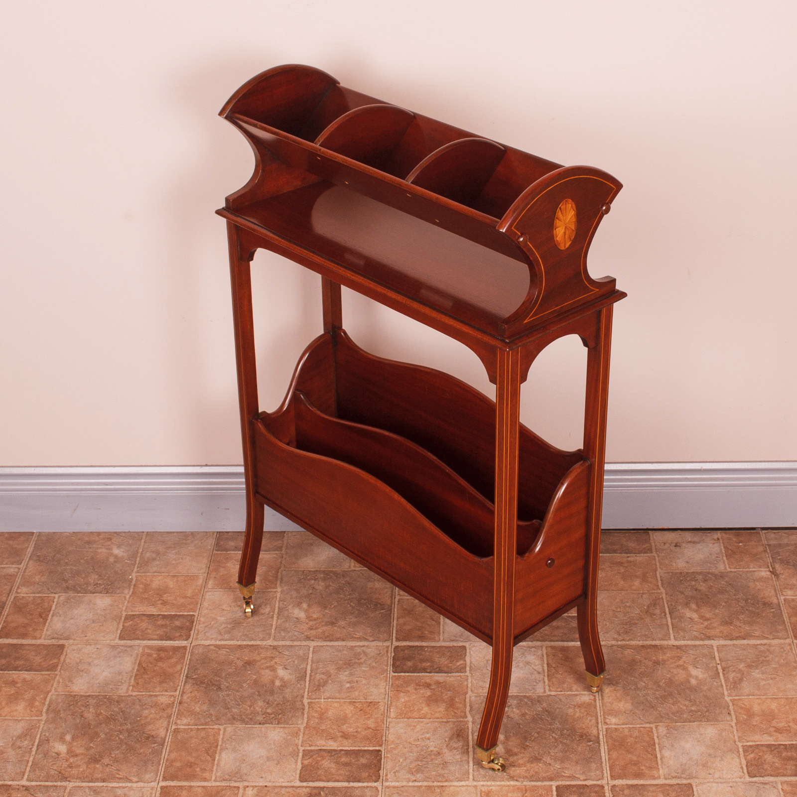 Edwardian Inlaid Mahogany Book Trough