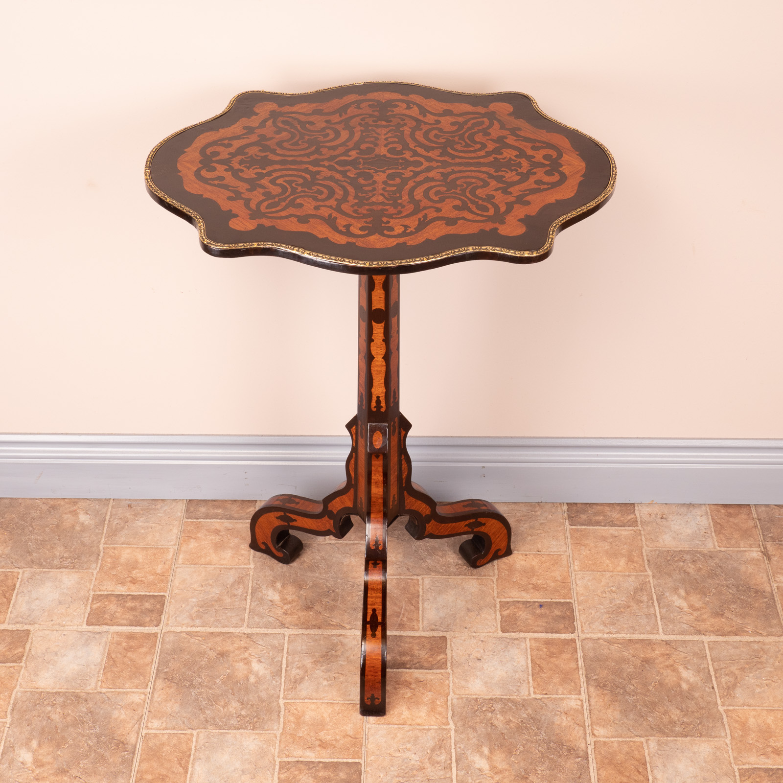 19thC French Marquetry Tripod Table