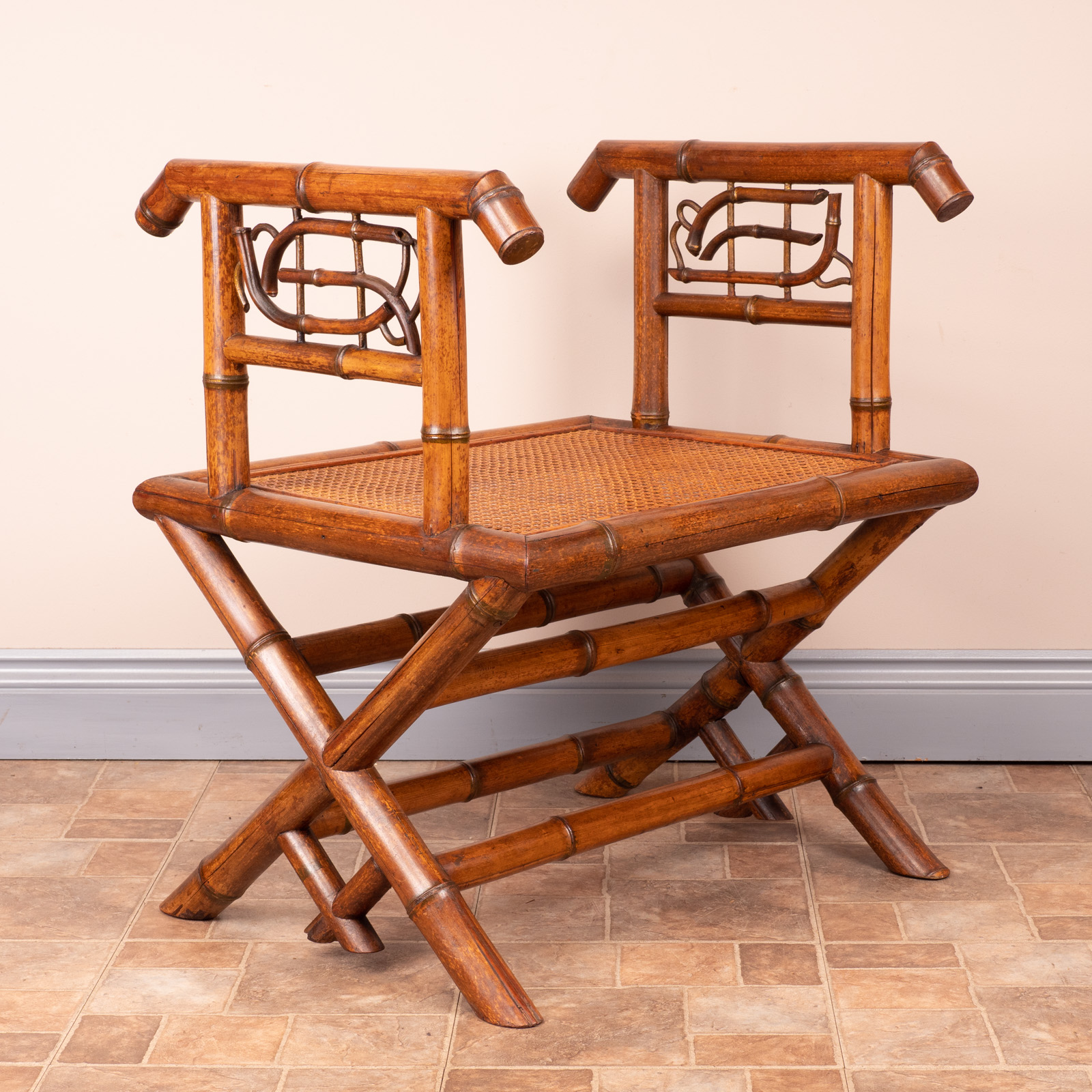Bamboo Hall Bench With Cane Seat