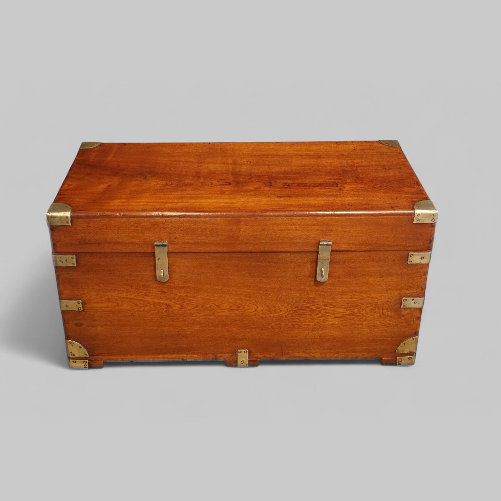 Victorian Teak Brass-Bound Campaign Chest