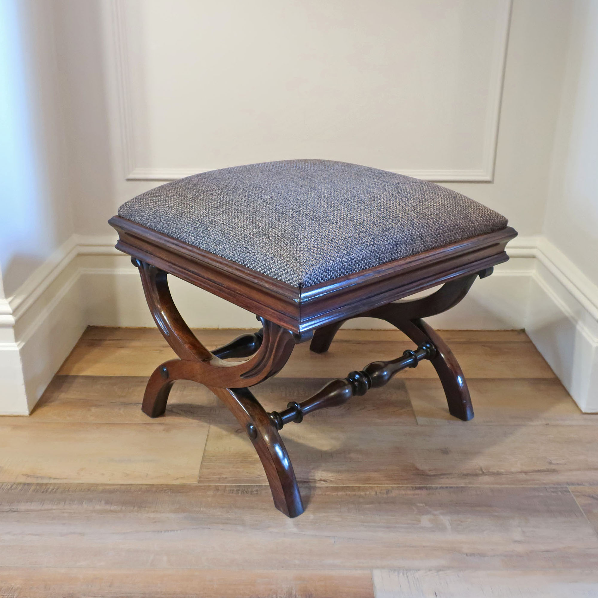 Victorian Rosewood X Frame Stool