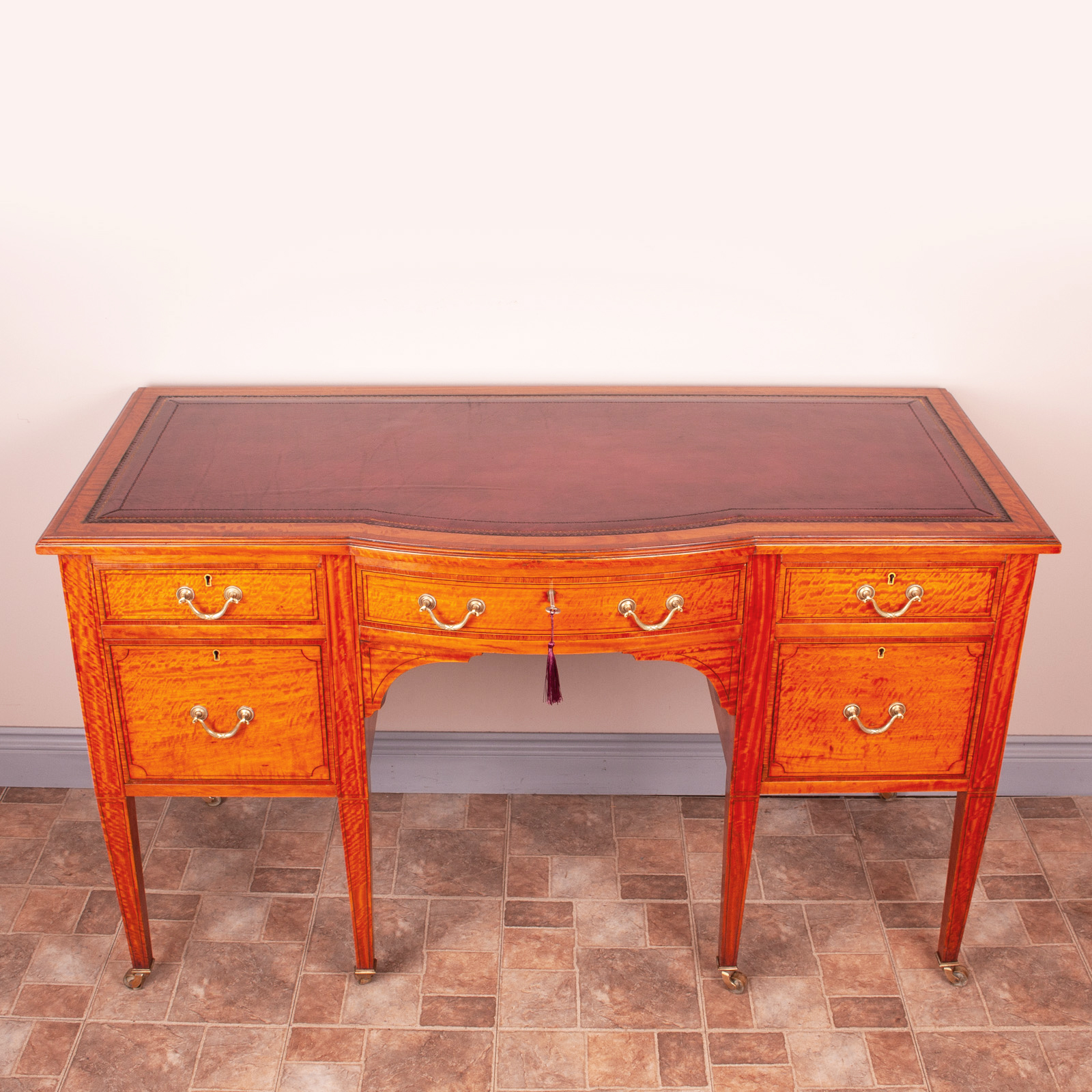 Good Quality Inlaid Satinwood Writing Desk in the Sheraton Revival Style