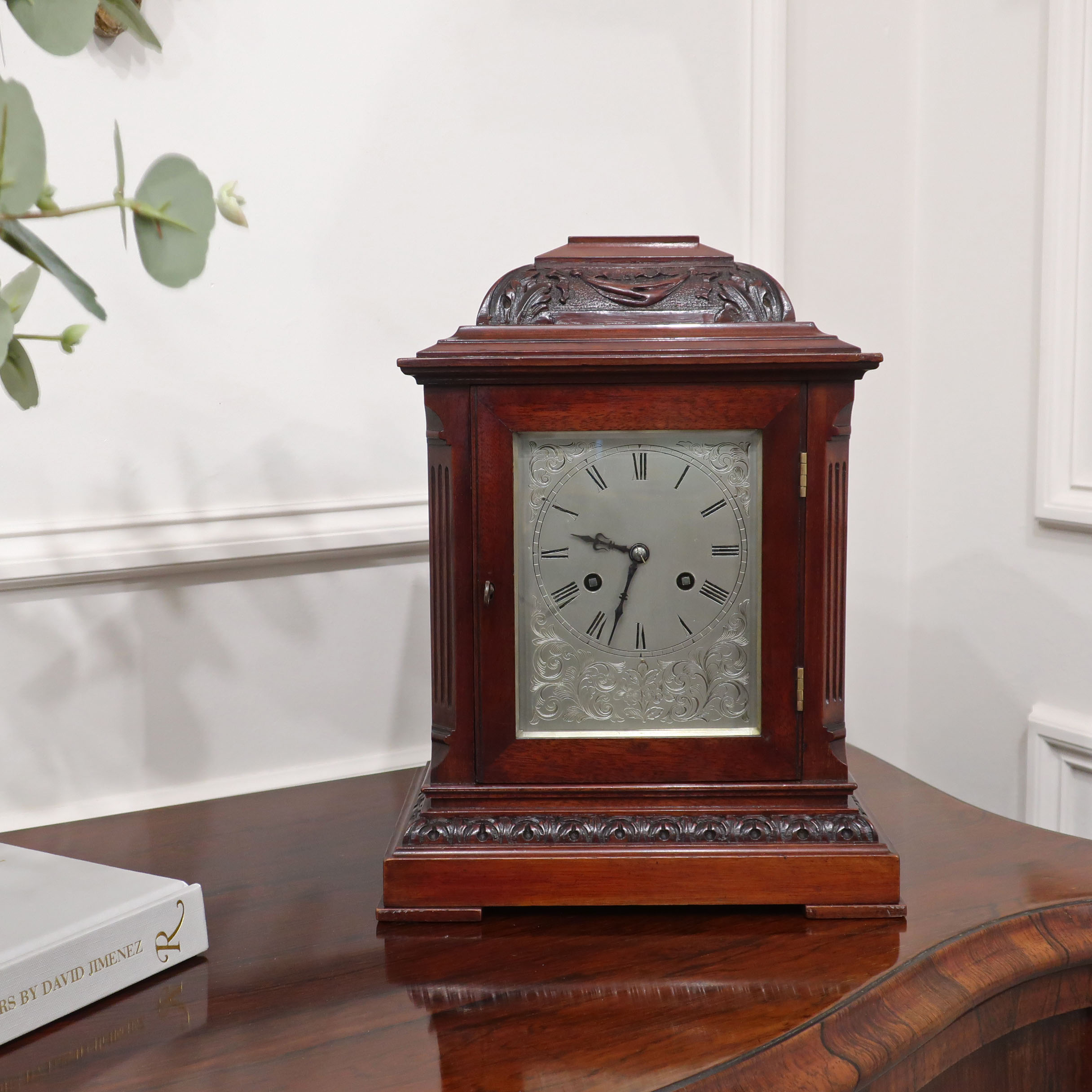 French Belle Epoque Mahogany Mantel Clock