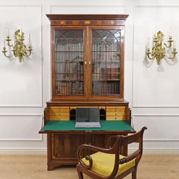 Georgian Mahogany Secretaire Bookcase Attributed to Gillows