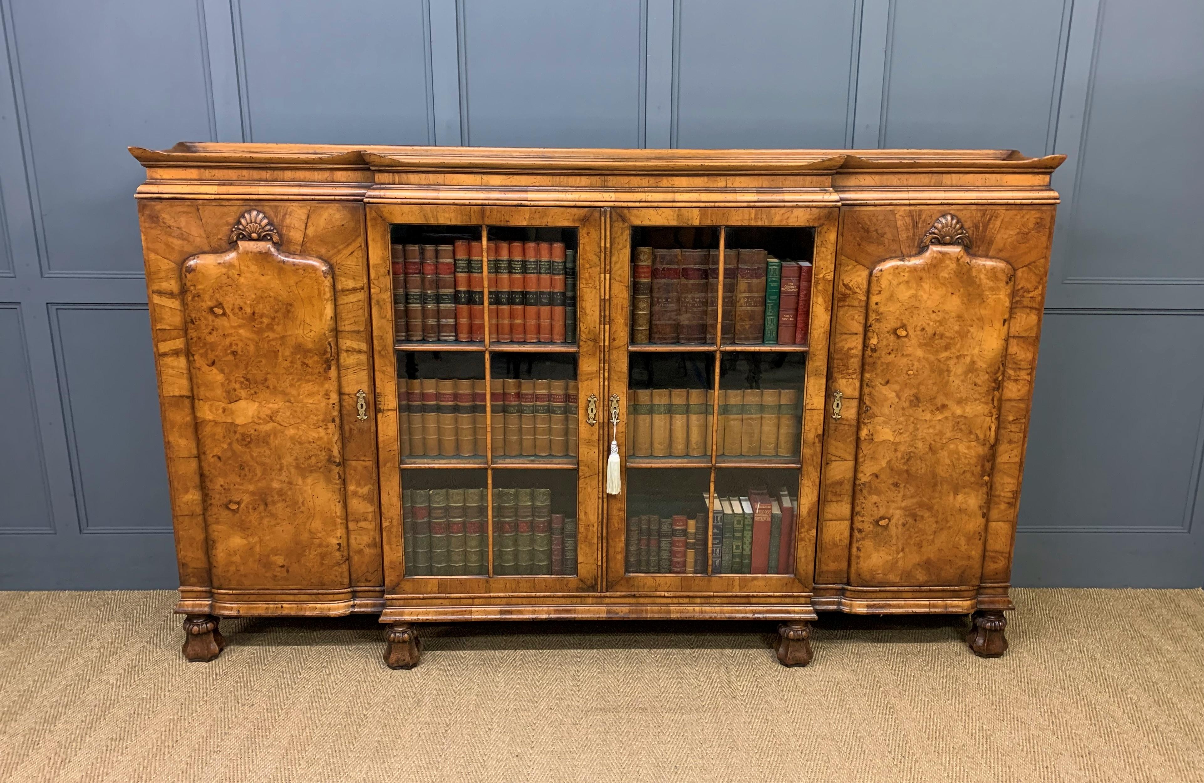 Large Burr Walnut Bookcase