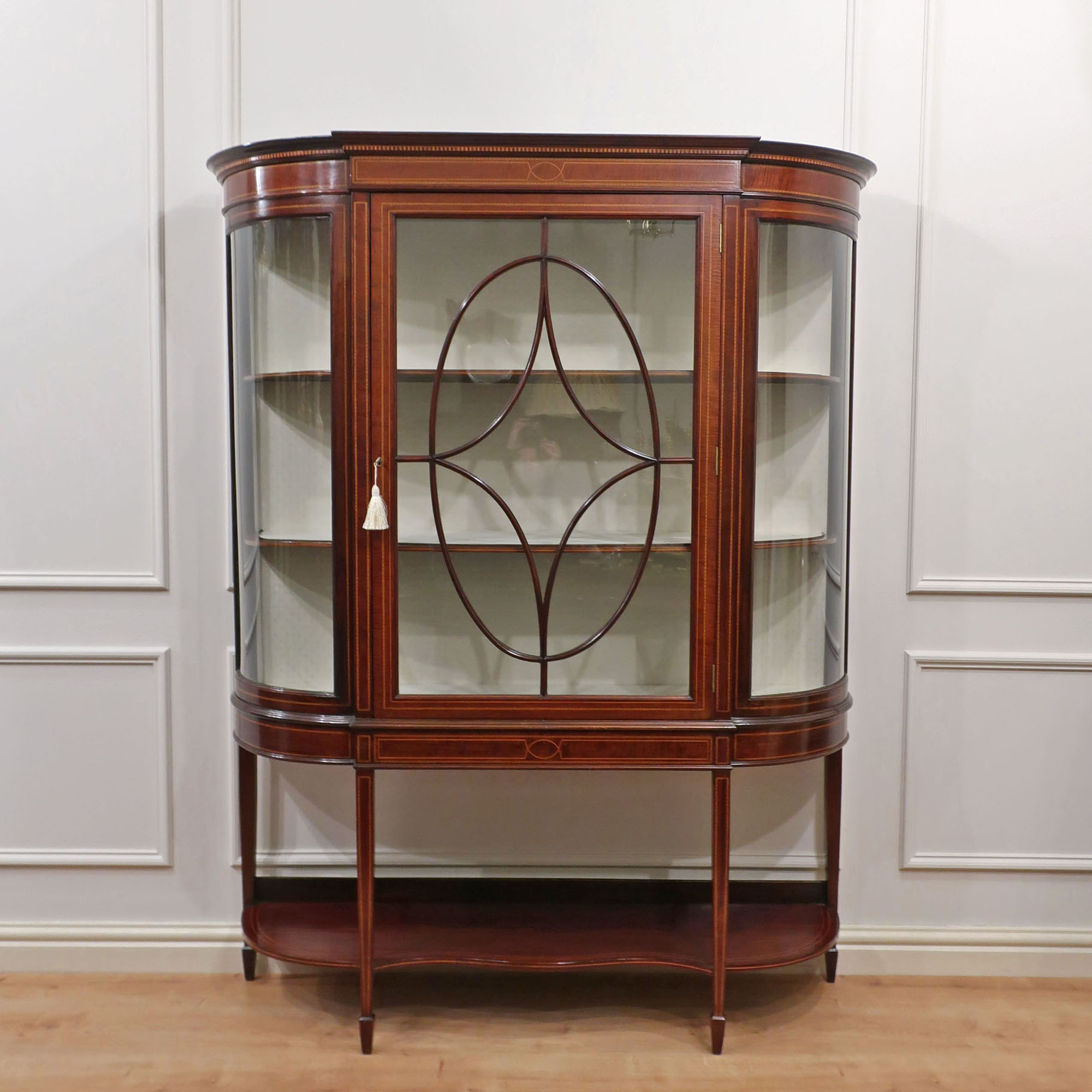 Edwardian Mahogany Display Cabinet Attributed to Maple & Co