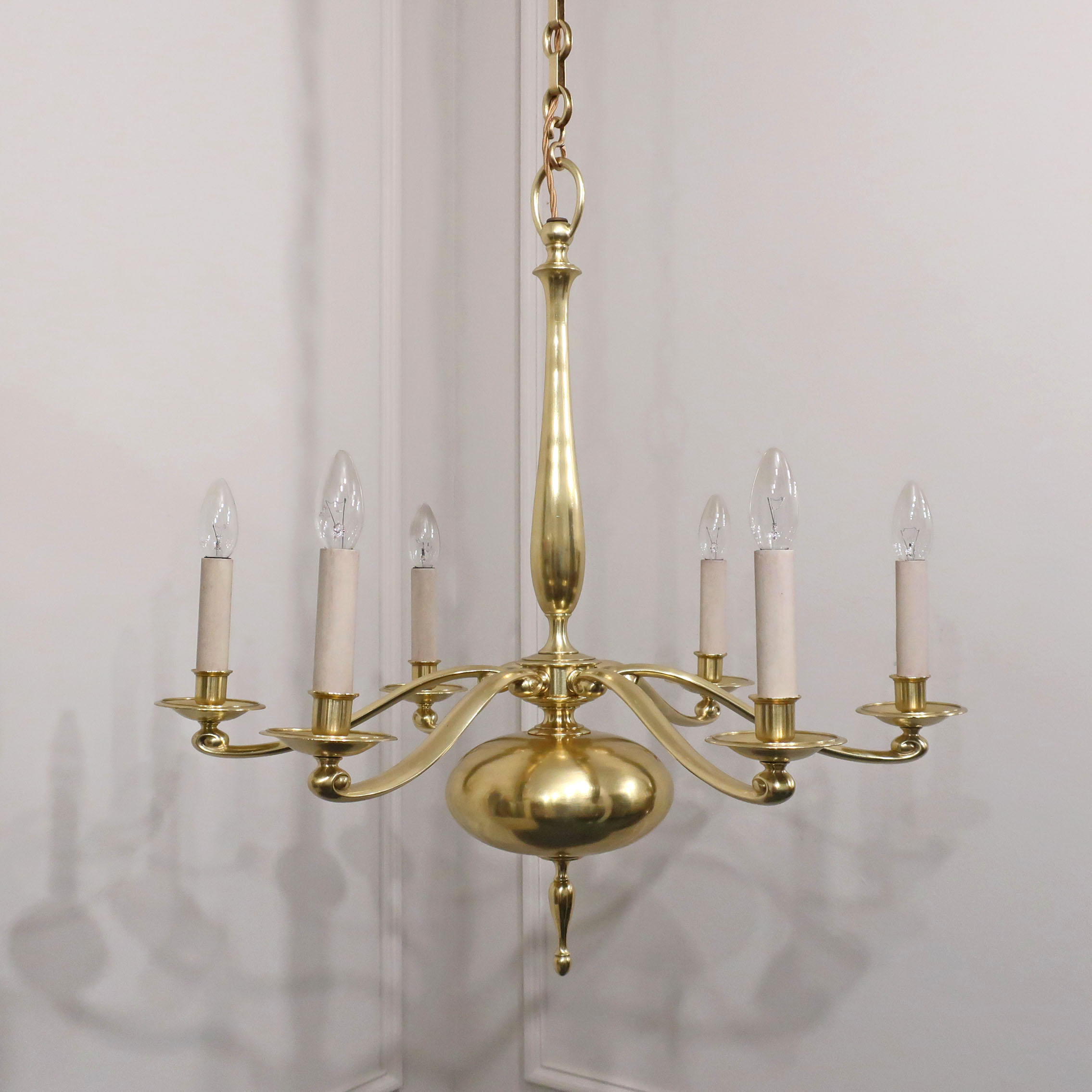Large Art Nouveau Bronze Gilt Chandelier by G.E.C