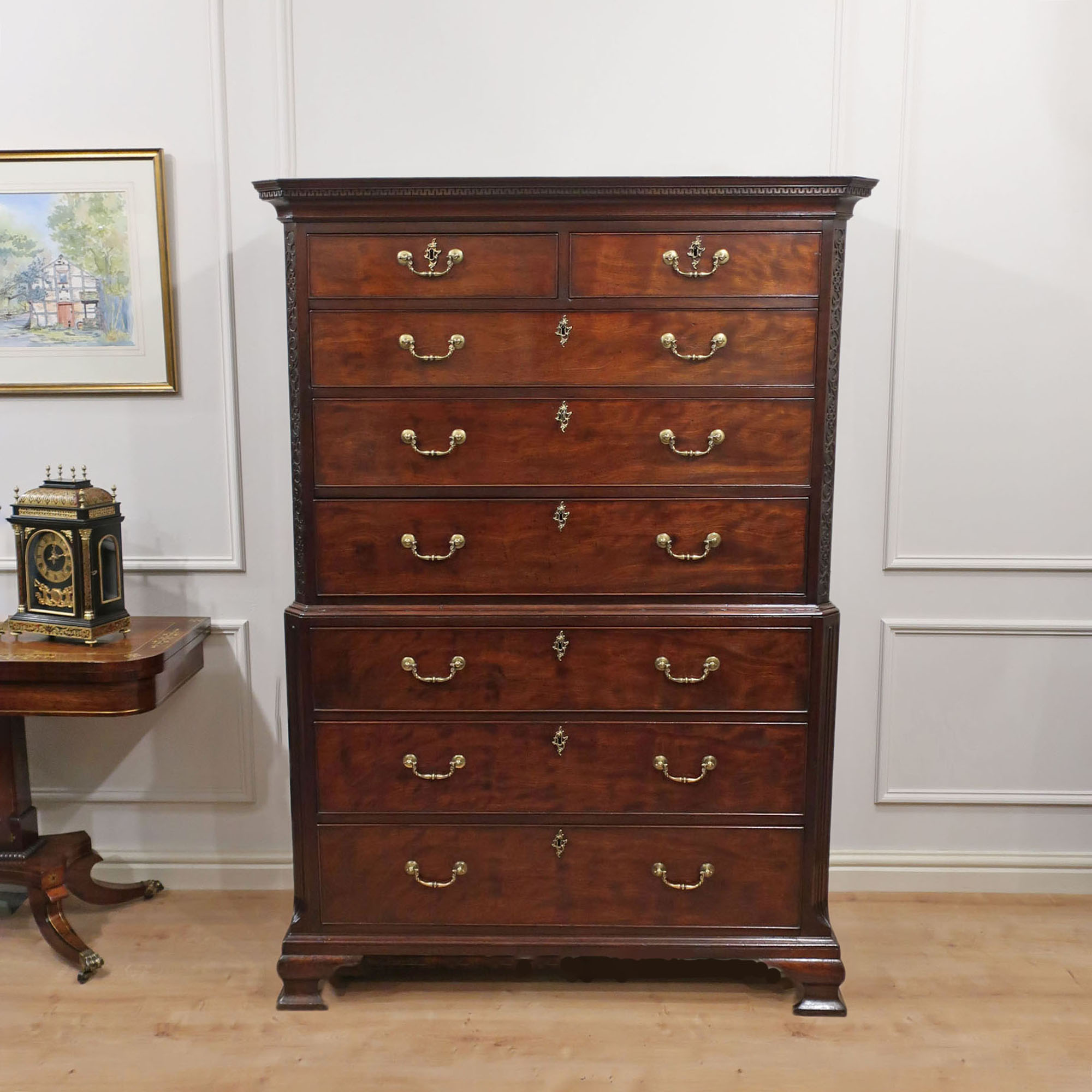 Georgian Chippendale Period Mahogany Chest on Chest